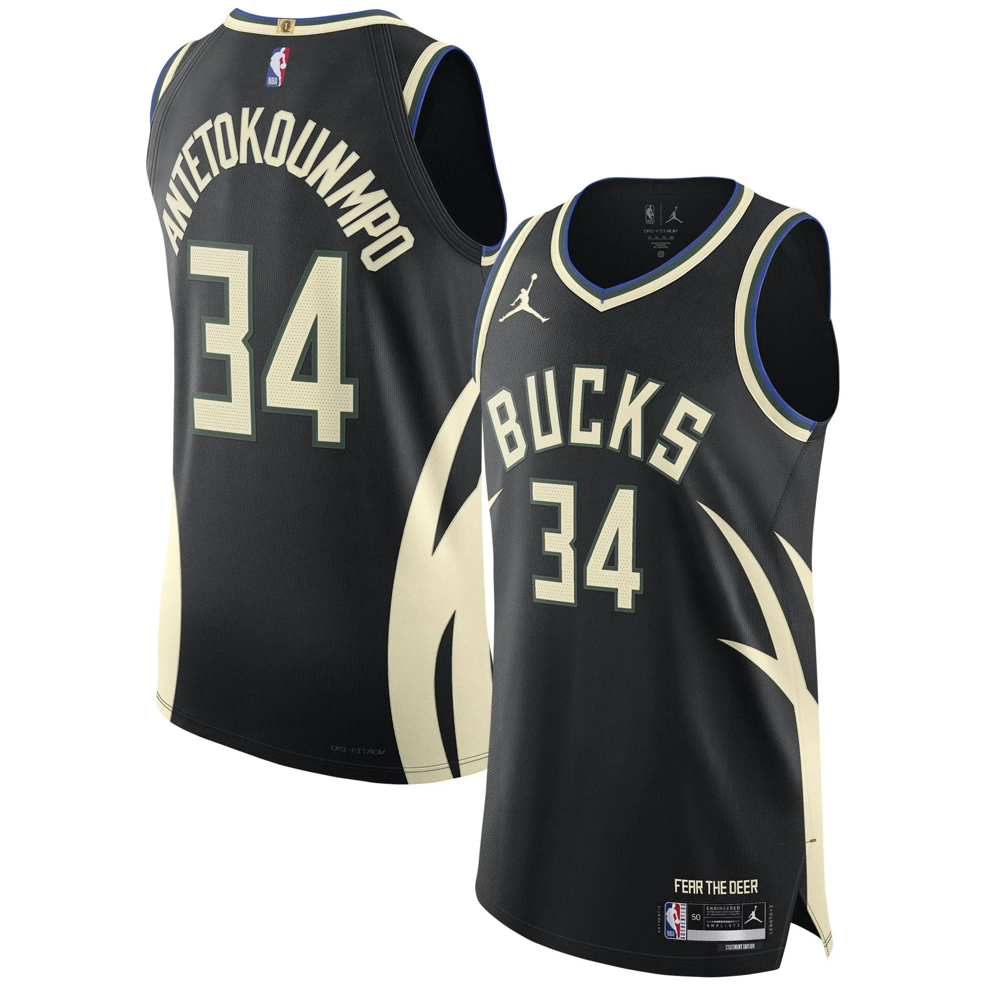 Giannis Antetokounmpo Milwaukee Bucks Jordan Brand  Player Jersey - Statement Edition - Black