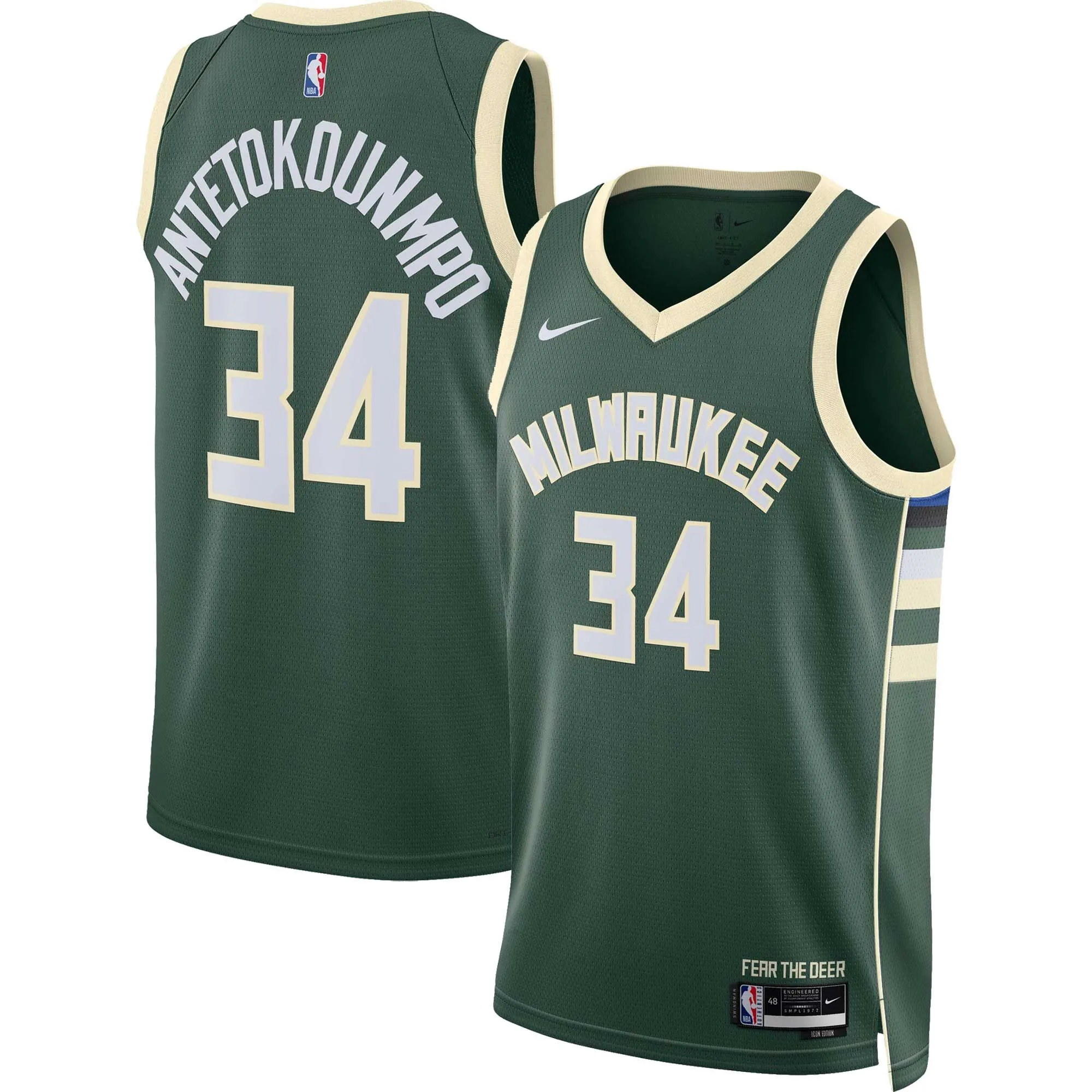 Giannis Antetokounmpo Milwaukee Bucks  Unisex Swingman Jersey - Icon Edition - Hunter Green