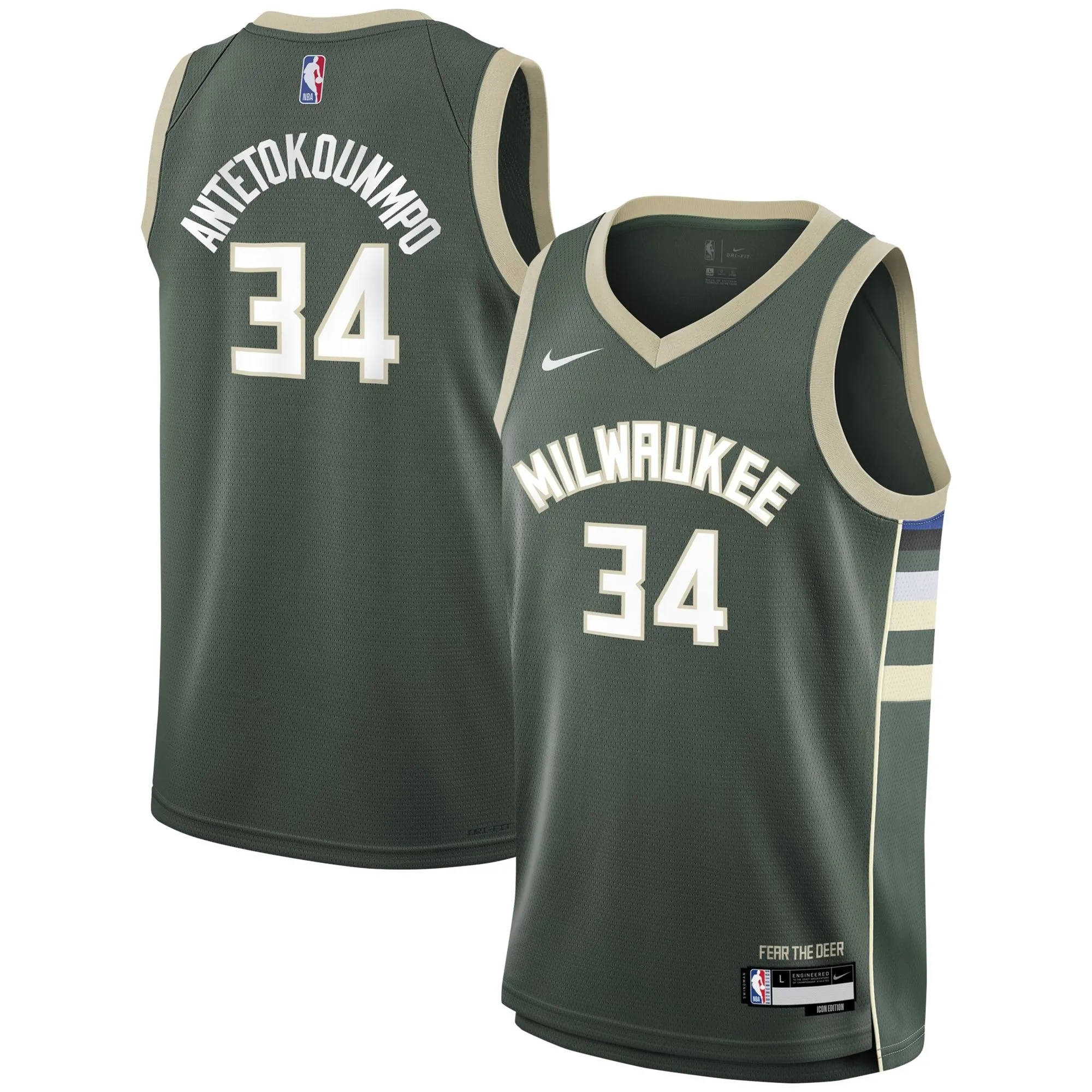 Giannis Antetokounmpo Milwaukee Bucks  Youth Swingman Jersey - Icon Edition - Hunter Green