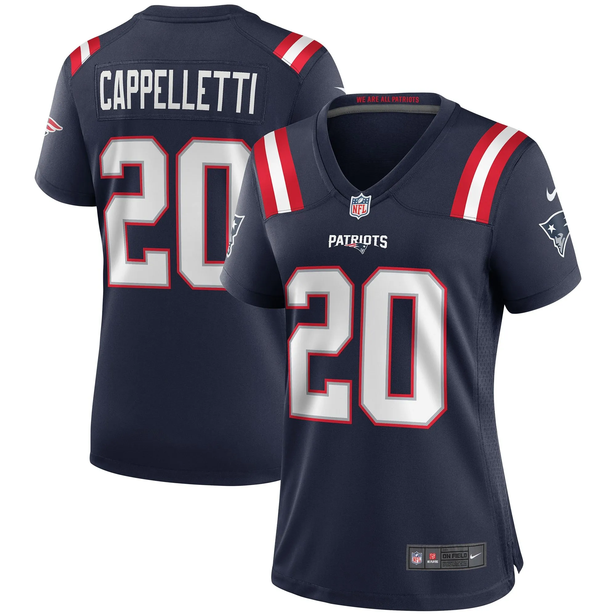 Gino Cappelletti New England Patriots  Women's Game Retired Player Jersey - Navy