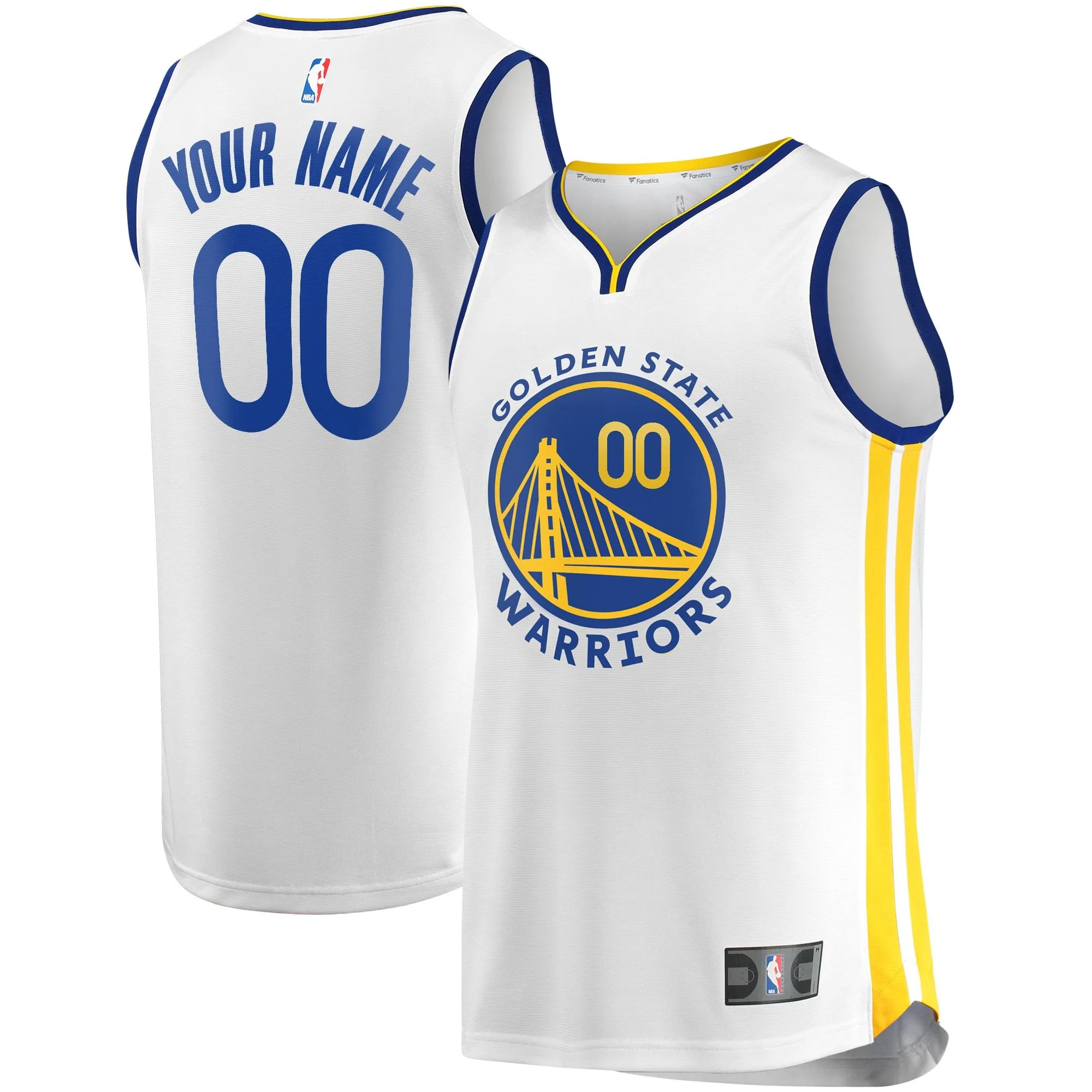 Golden State Warriors Fanatics Branded Fast Break Custom Replica Jersey White - Association Edition