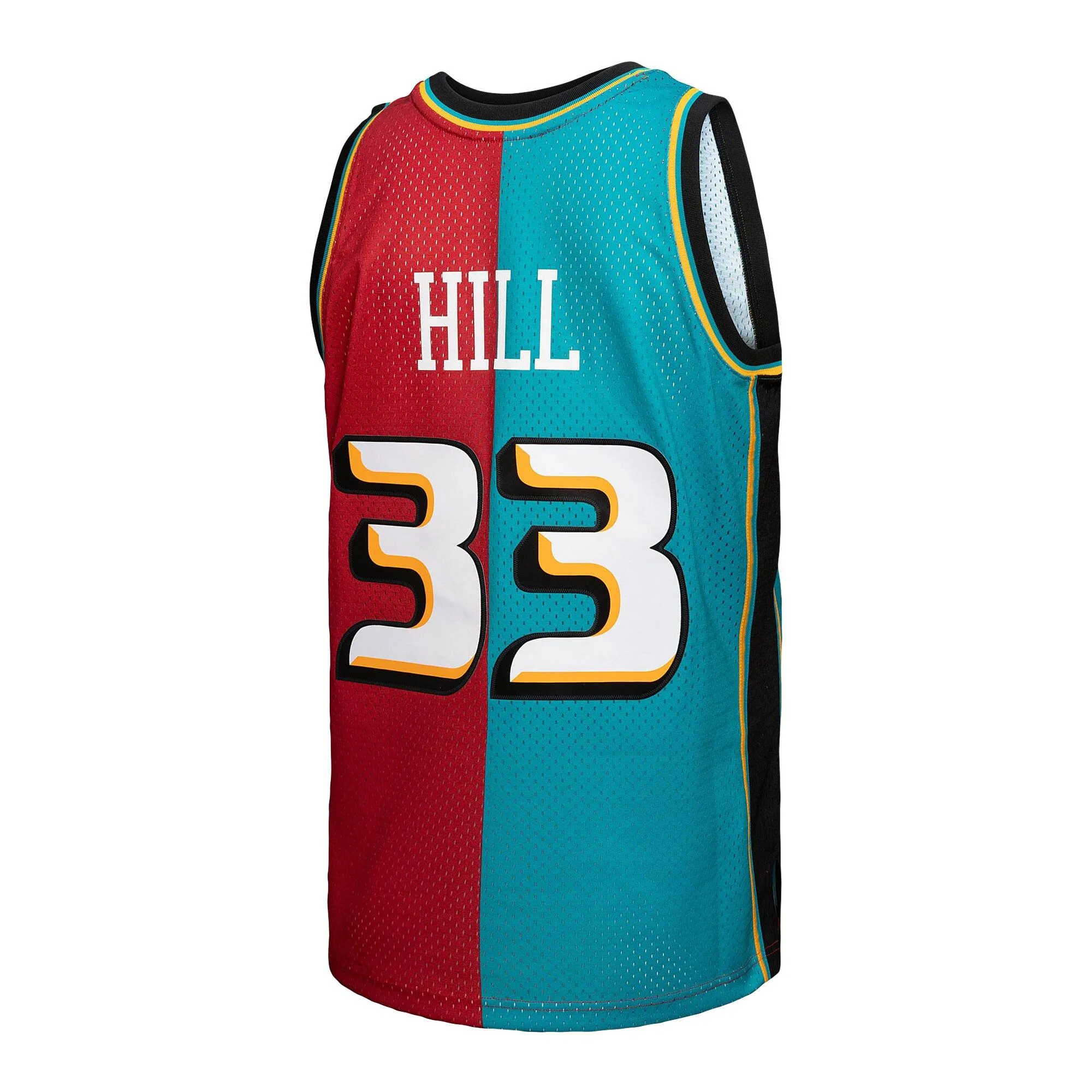 Grant Hill Detroit Pistons Mitchell & Ness Hardwood Classics 1999/00 Split Swingman Jersey - Teal/Red