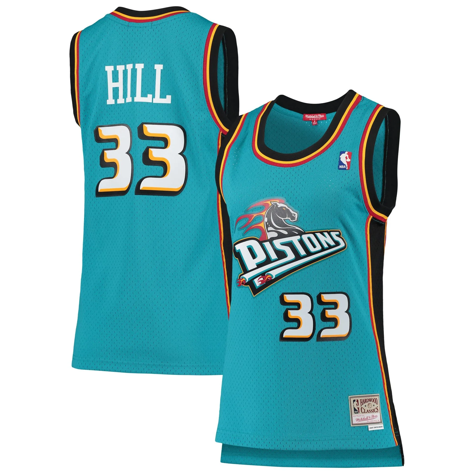 Grant Hill Detroit Pistons Mitchell & Ness Women's 1998/99 Hardwood Classics Swingman Jersey - Teal