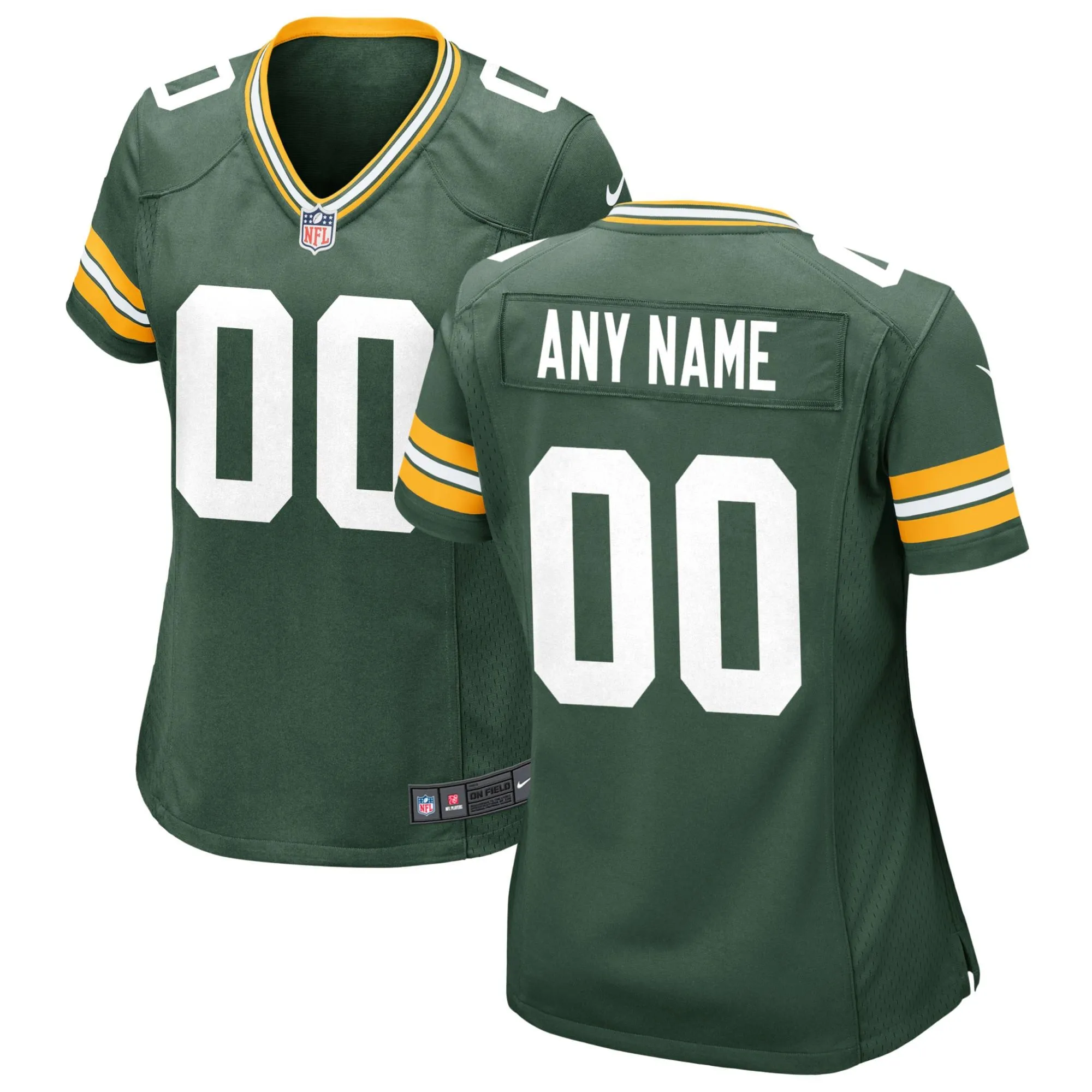 Green Bay Packers  Women's Custom Game Jersey - Green