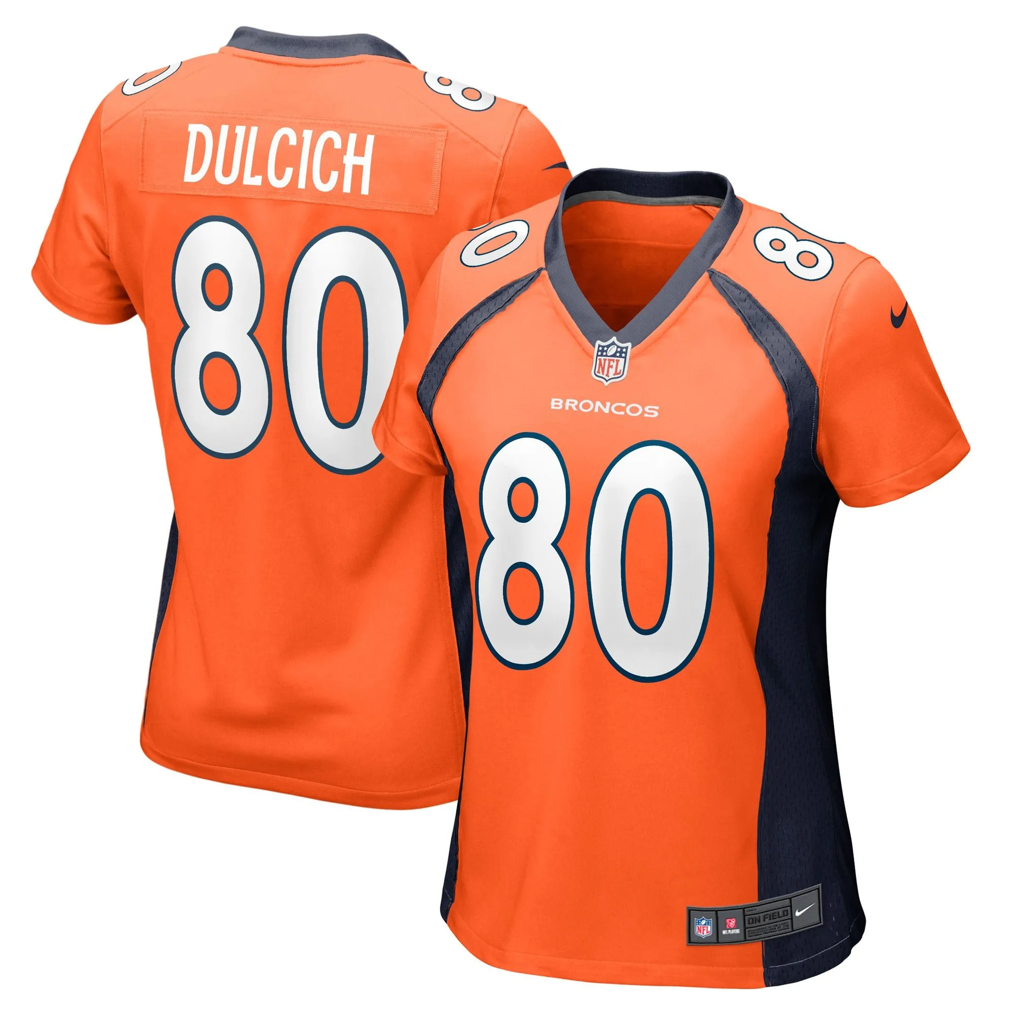 Greg Dulcich Denver Broncos  Women's Game Player Jersey - Orange