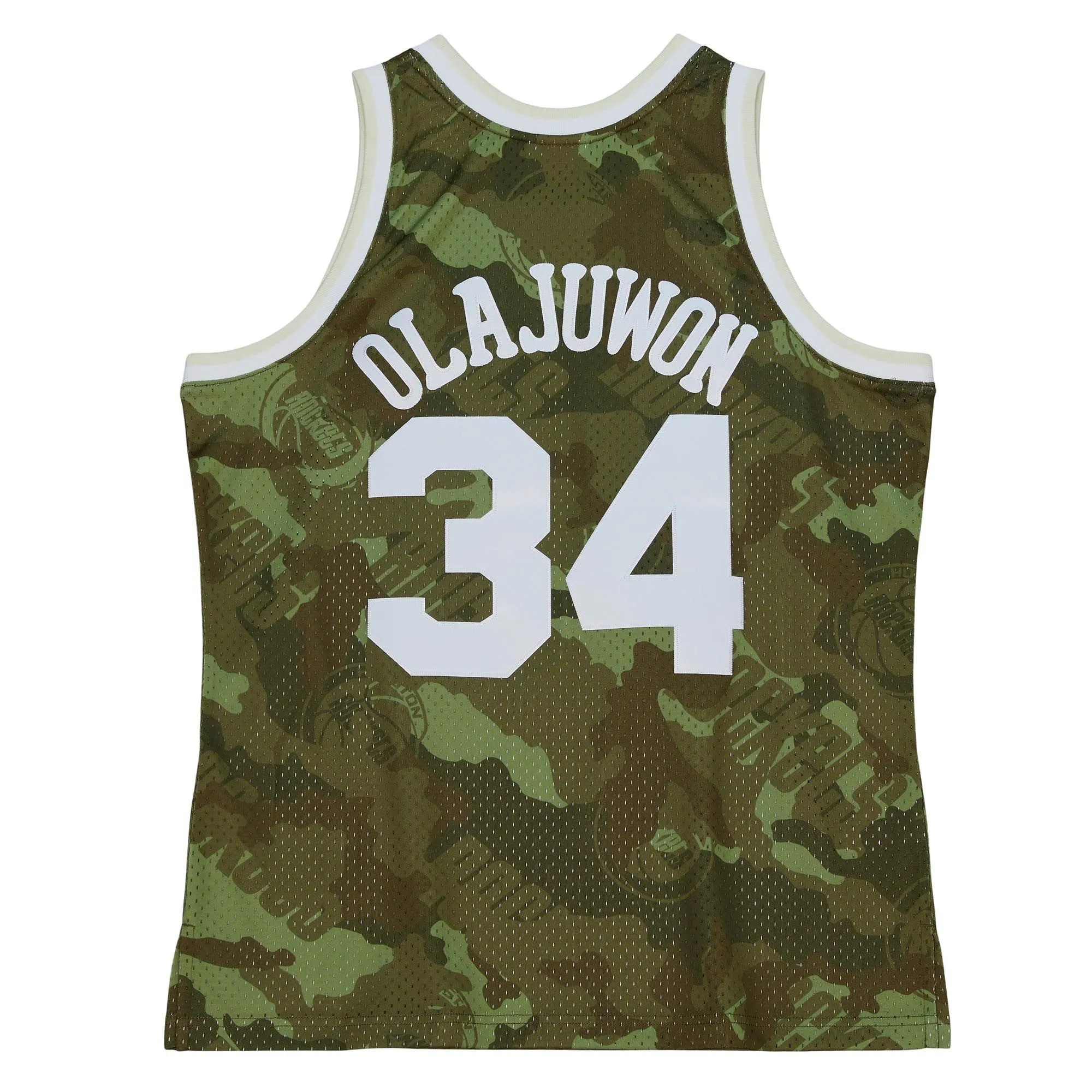 Hakeem Olajuwon Houston Rockets Mitchell & Ness Hardwood Classics 1993/94 Ghost Green Swingman Jersey - Camo