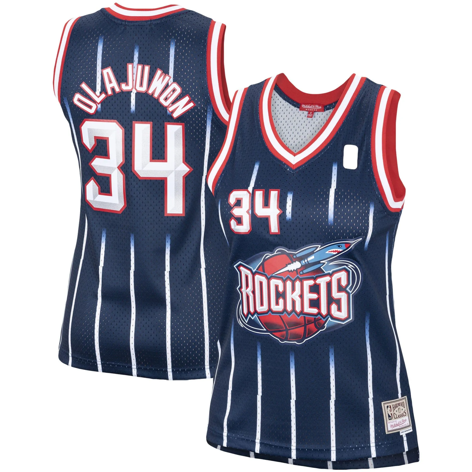 Hakeem Olajuwon Houston Rockets Mitchell & Ness Women's  Hardwood Classics Swingman Jersey - Navy