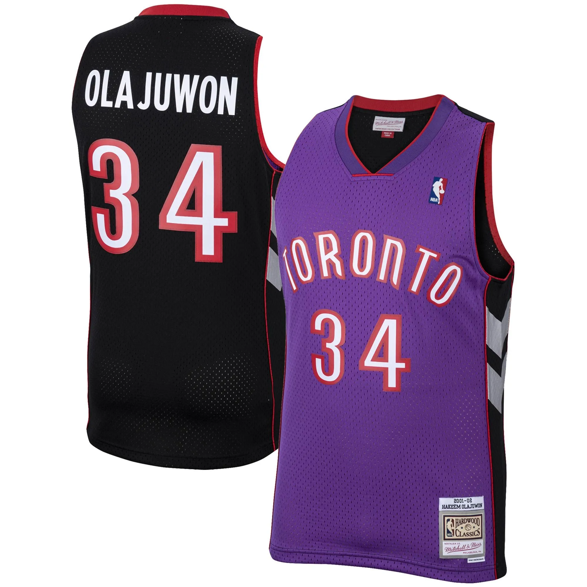 Hakeem Olajuwon Toronto Raptors Mitchell & Ness 2001/02 Hardwood Classics Swingman Jersey - Purple