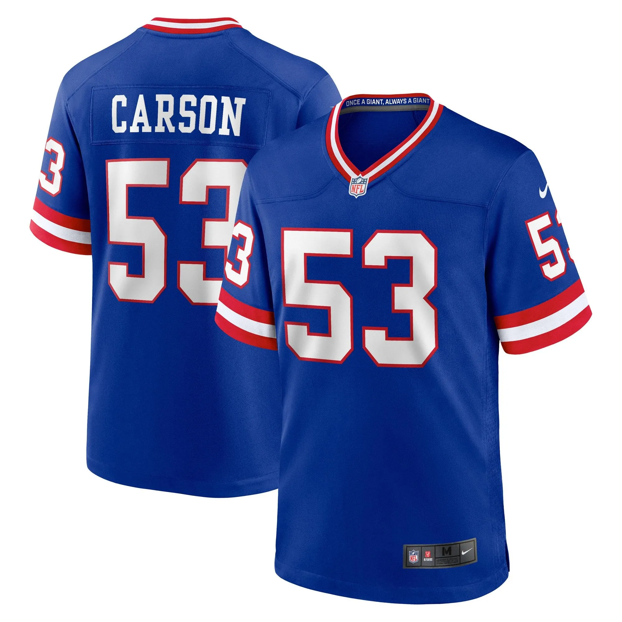 Harry Carson New York Giants  Classic Retired Player Game Jersey - Royal