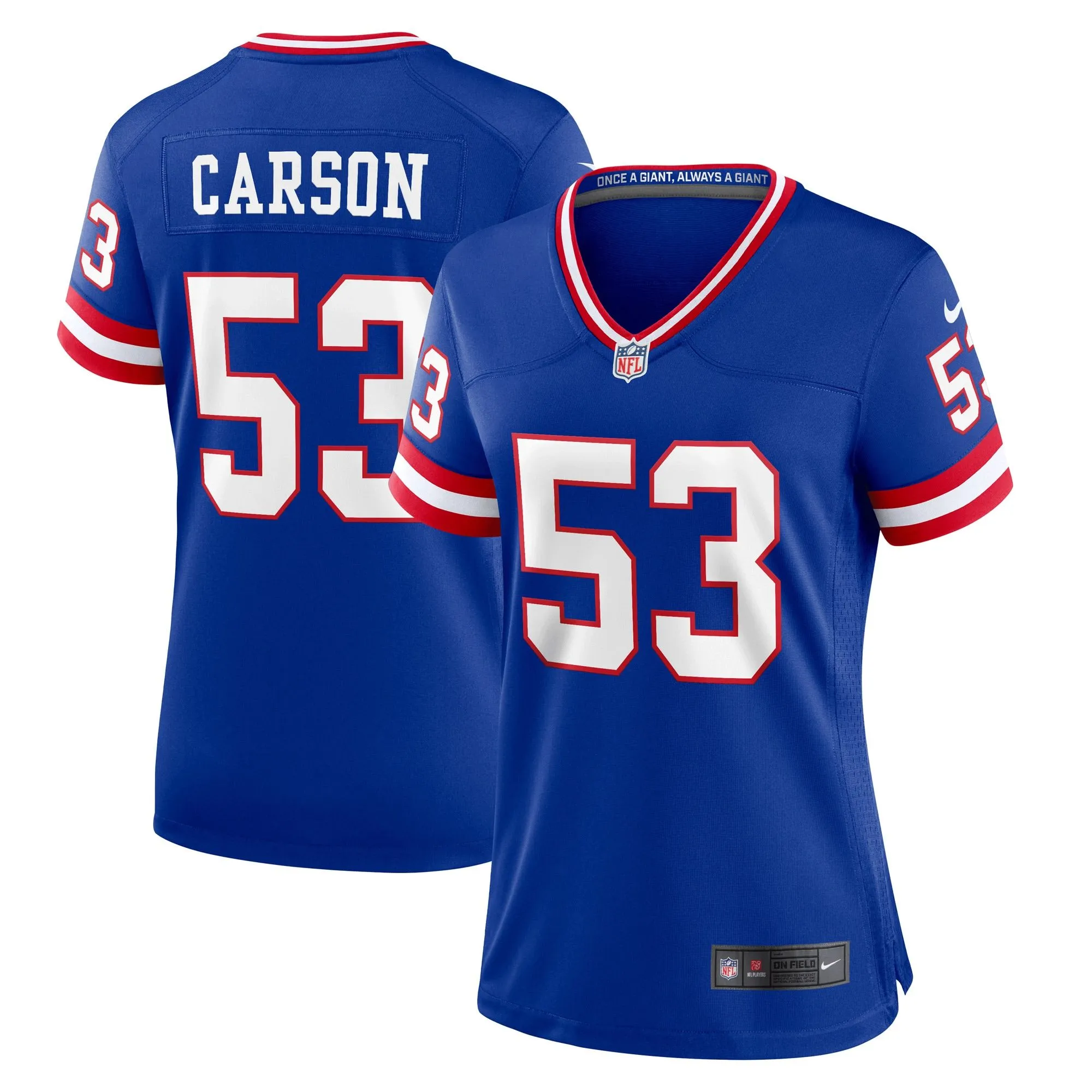 Harry Carson New York Giants  Women's Classic Retired Player Game Jersey - Royal