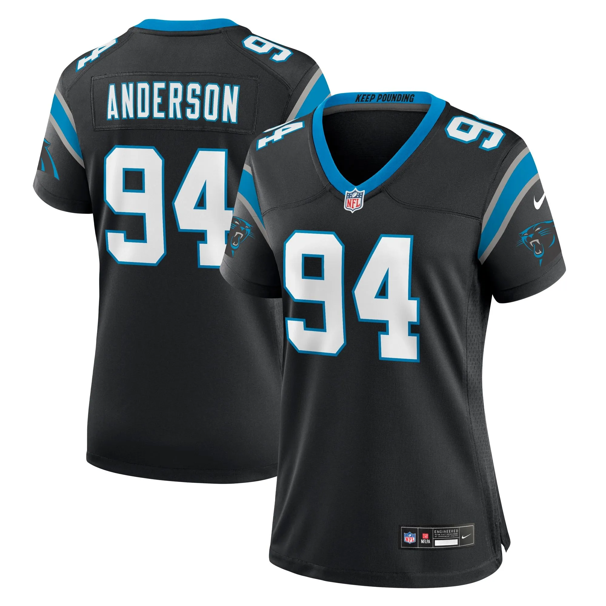 Henry Anderson Carolina Panthers  Women's Team Game Jersey - Black