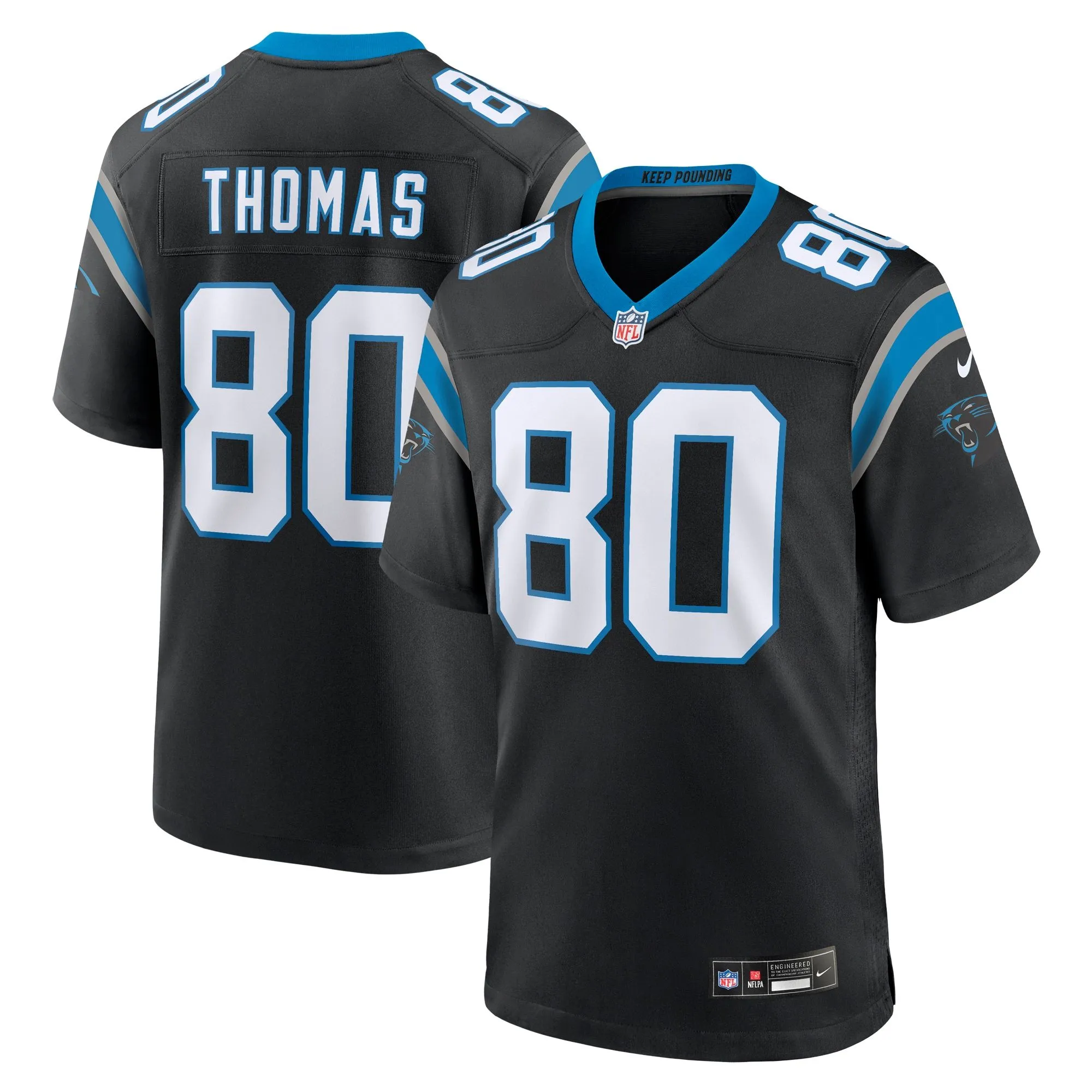 Ian Thomas Carolina Panthers  Team Game Jersey - Black