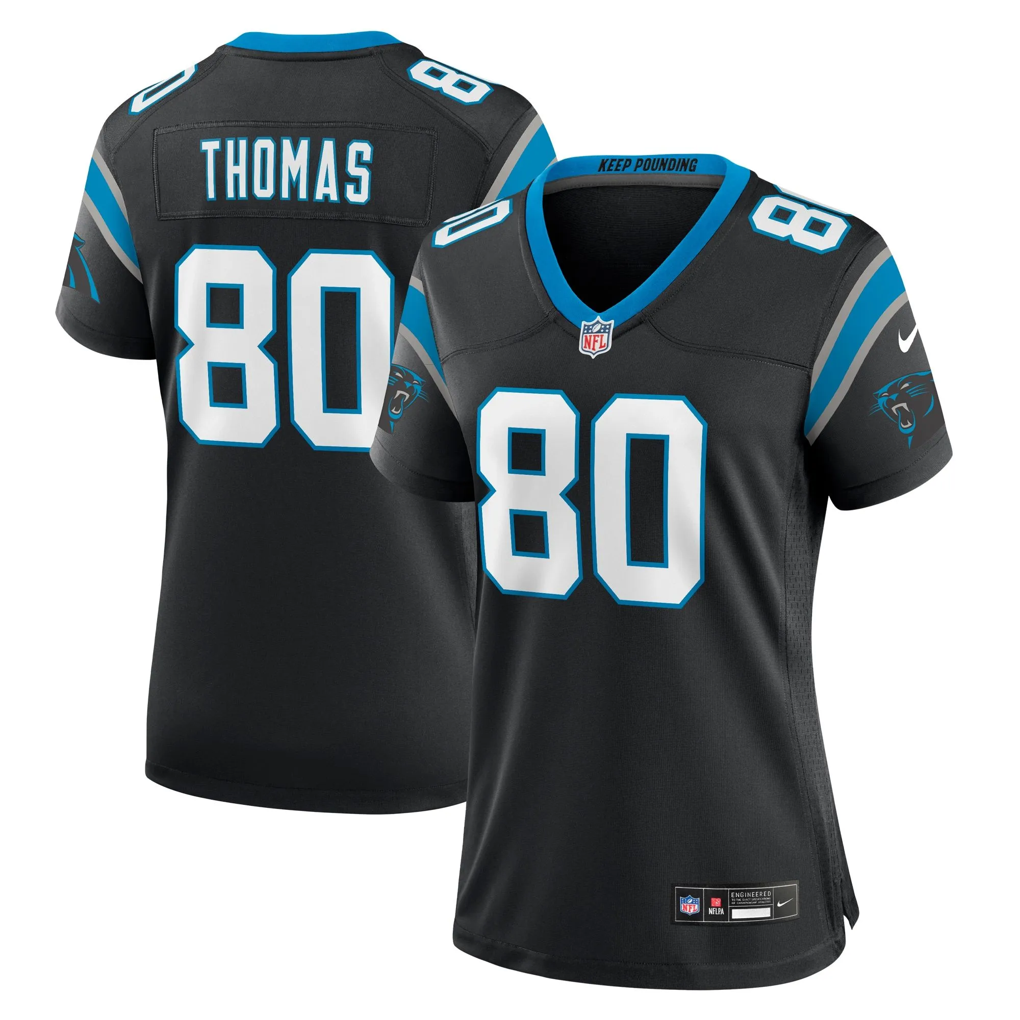 Ian Thomas Carolina Panthers  Women's Team Game Jersey - Black