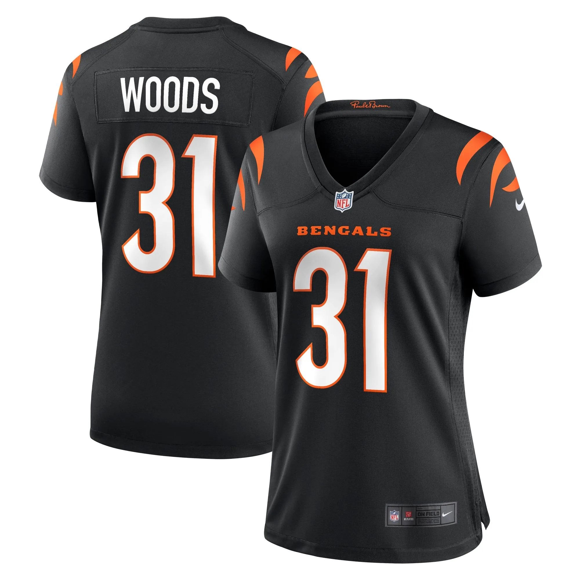 Ickey Woods Cincinnati Bengals  Women's Retired Player Game Jersey - Black