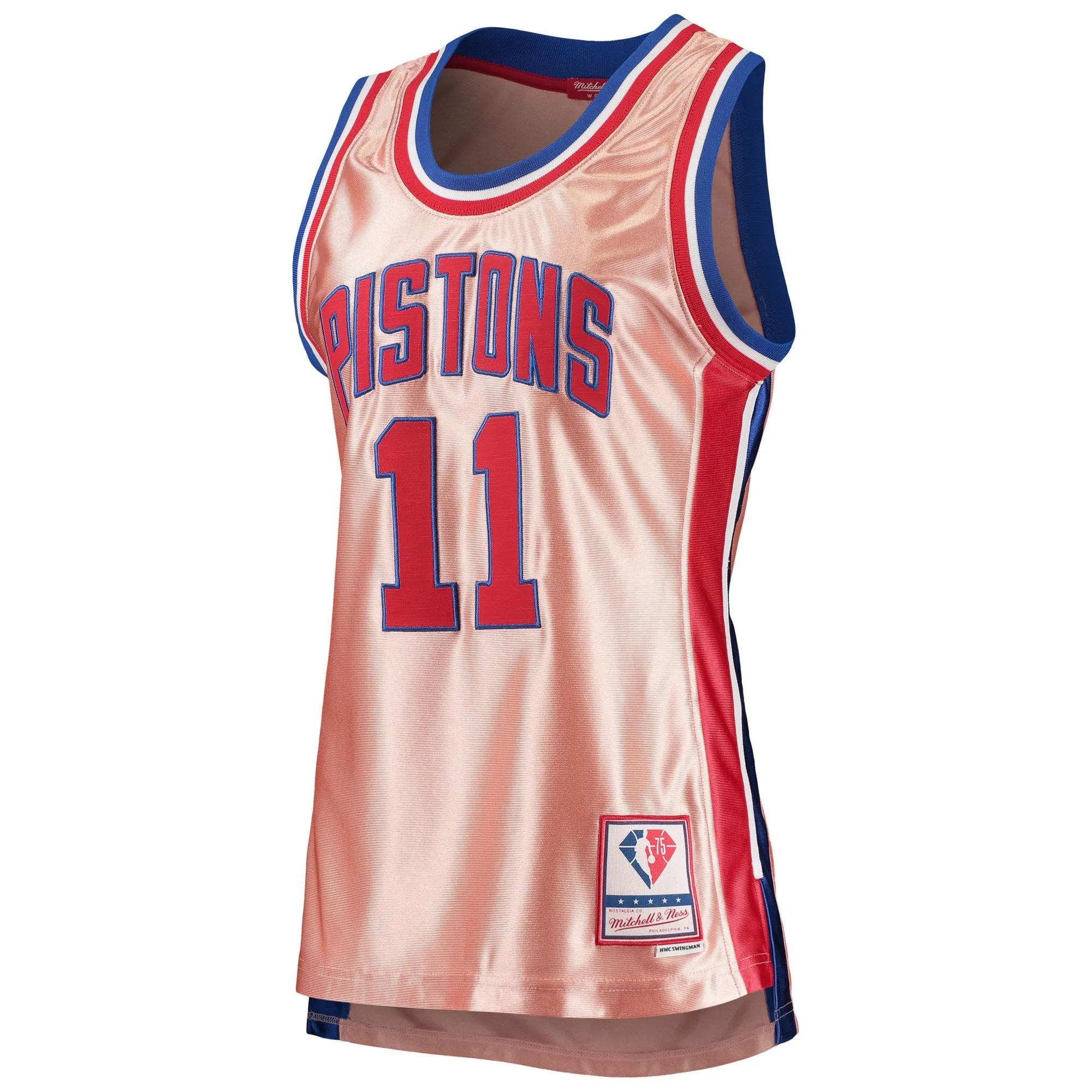 Isiah Thomas Detroit Pistons Mitchell & Ness Women's 75th Anniversary Rose Gold 1982 Swingman Jersey - Pink