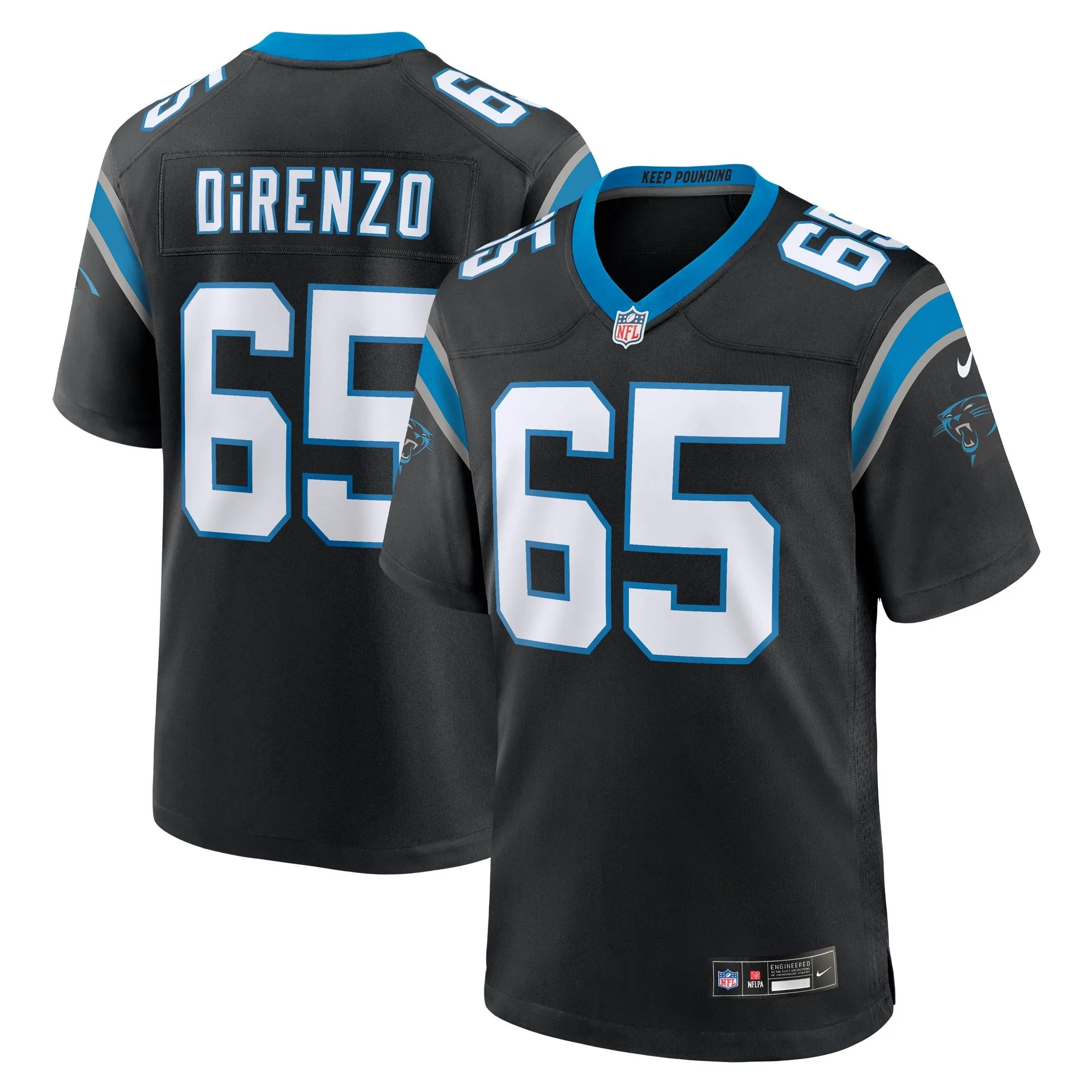 J.D. DiRenzo Carolina Panthers   Game Jersey -  Black