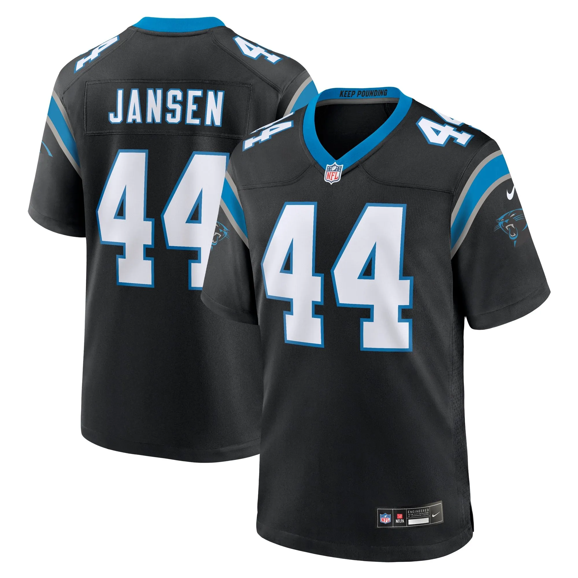 J.J. Jansen Carolina Panthers  Team Game Jersey - Black