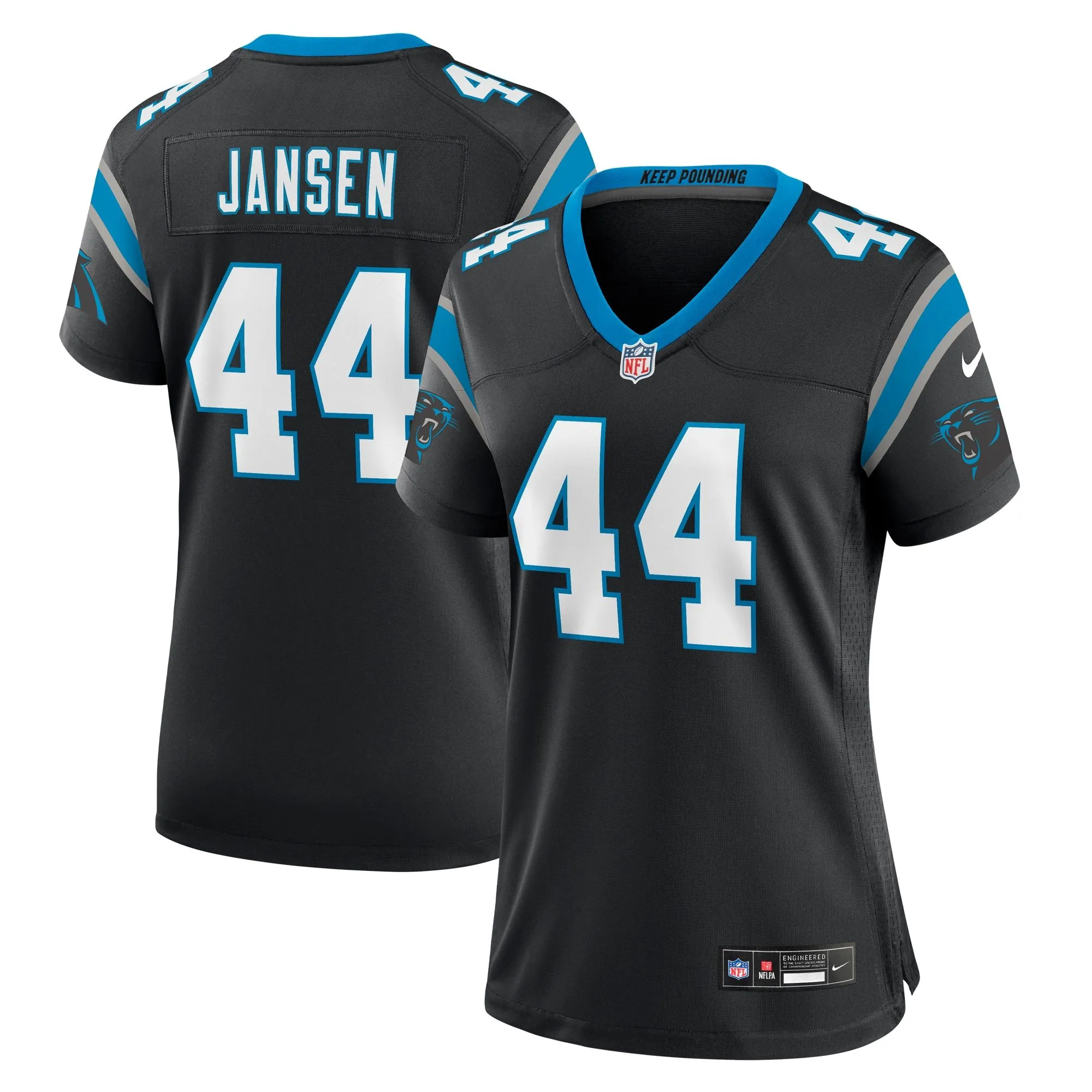 J.J. Jansen Carolina Panthers  Women's Team Game Jersey - Black