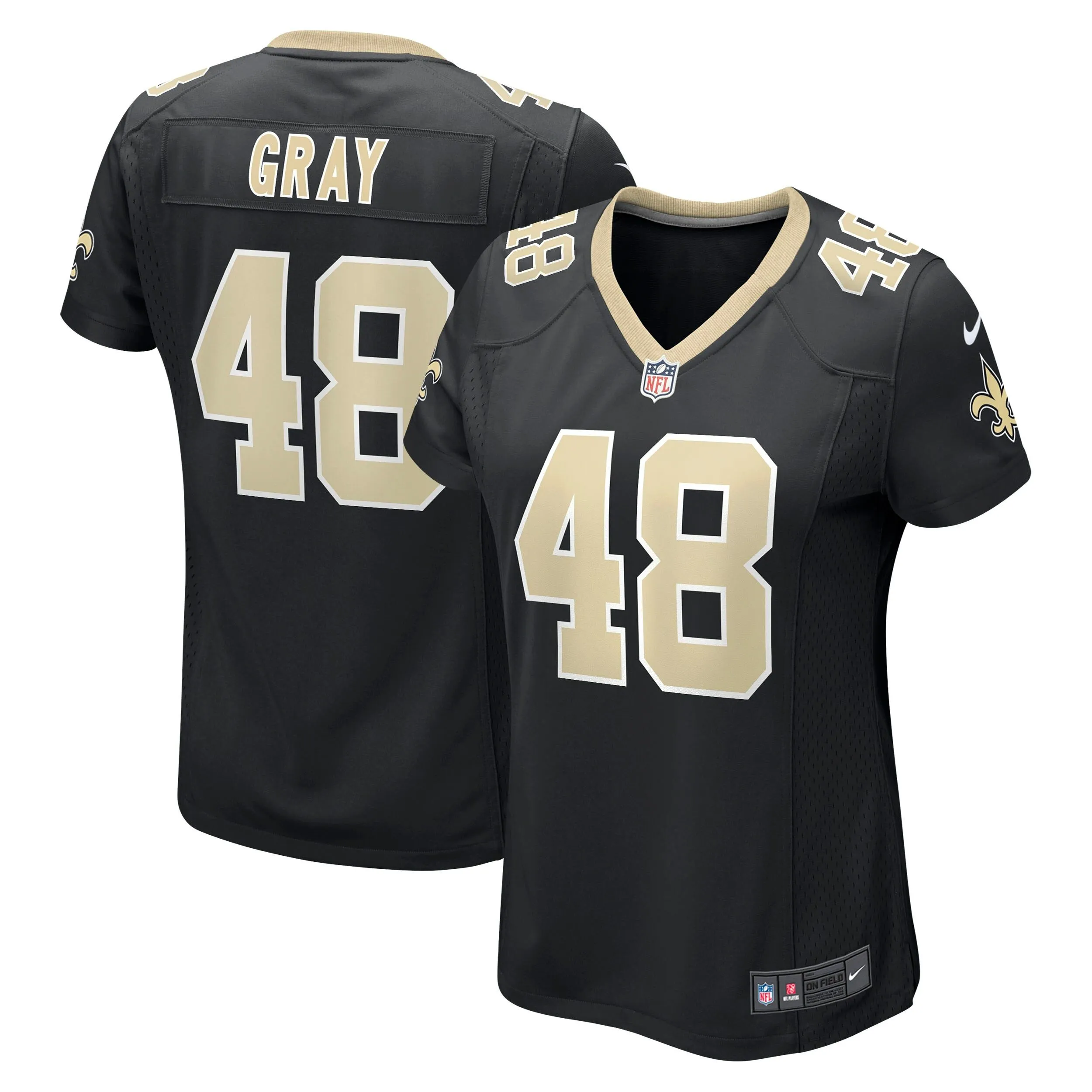 J.T. Gray New Orleans Saints  Women's Game Jersey - Black