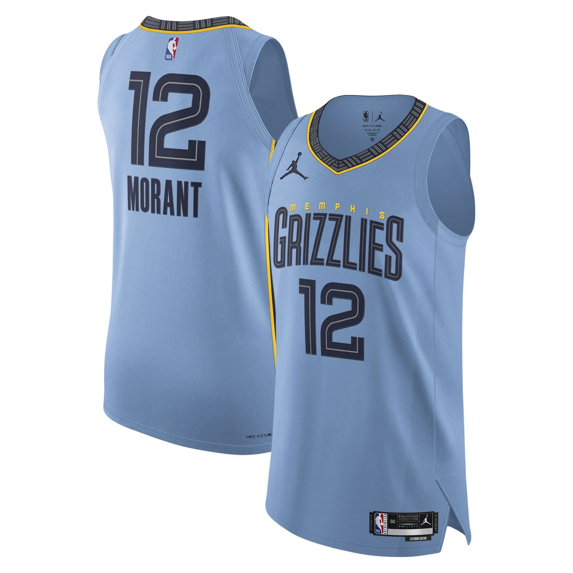 Ja Morant Memphis Grizzlies Jordan Brand  Player Jersey - Statement Edition - Light Blue