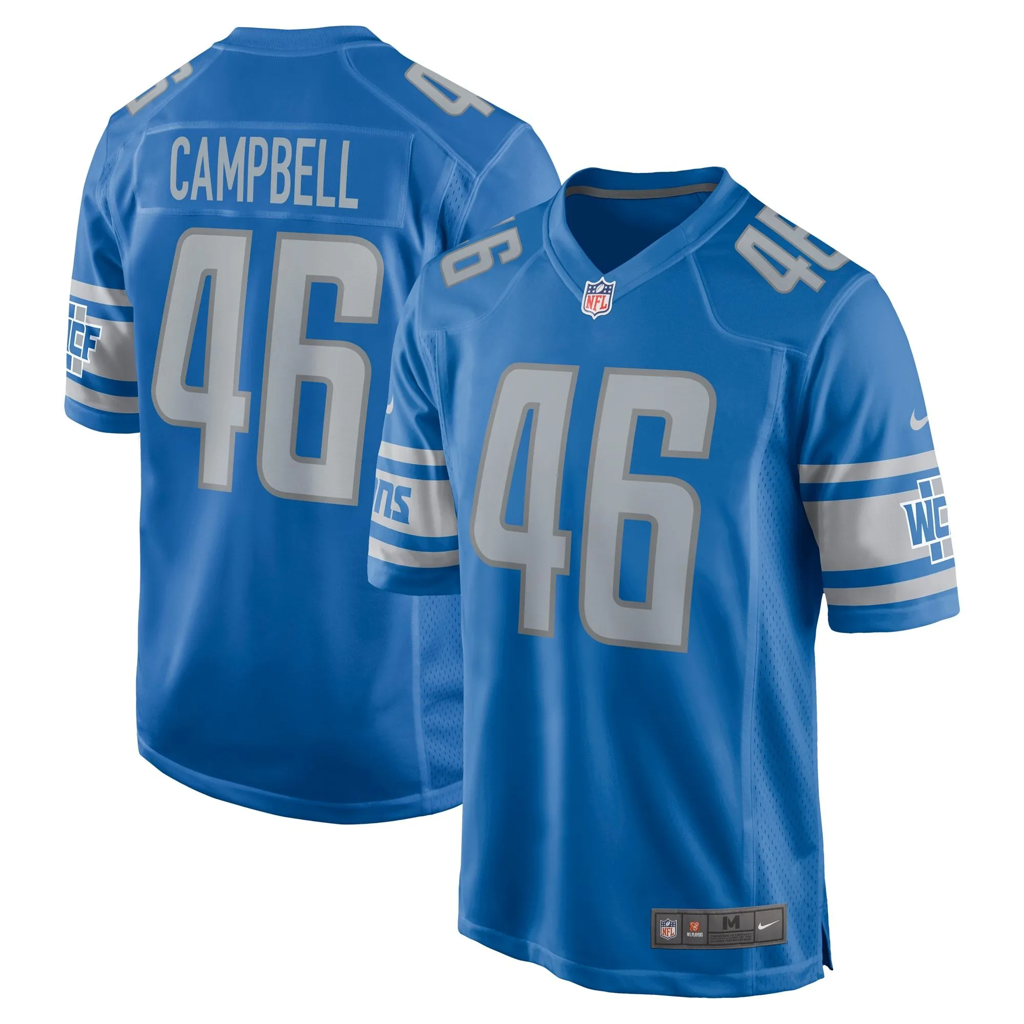 Jack Campbell Detroit Lions  2023 NFL Draft First Round Pick Game Jersey - Blue