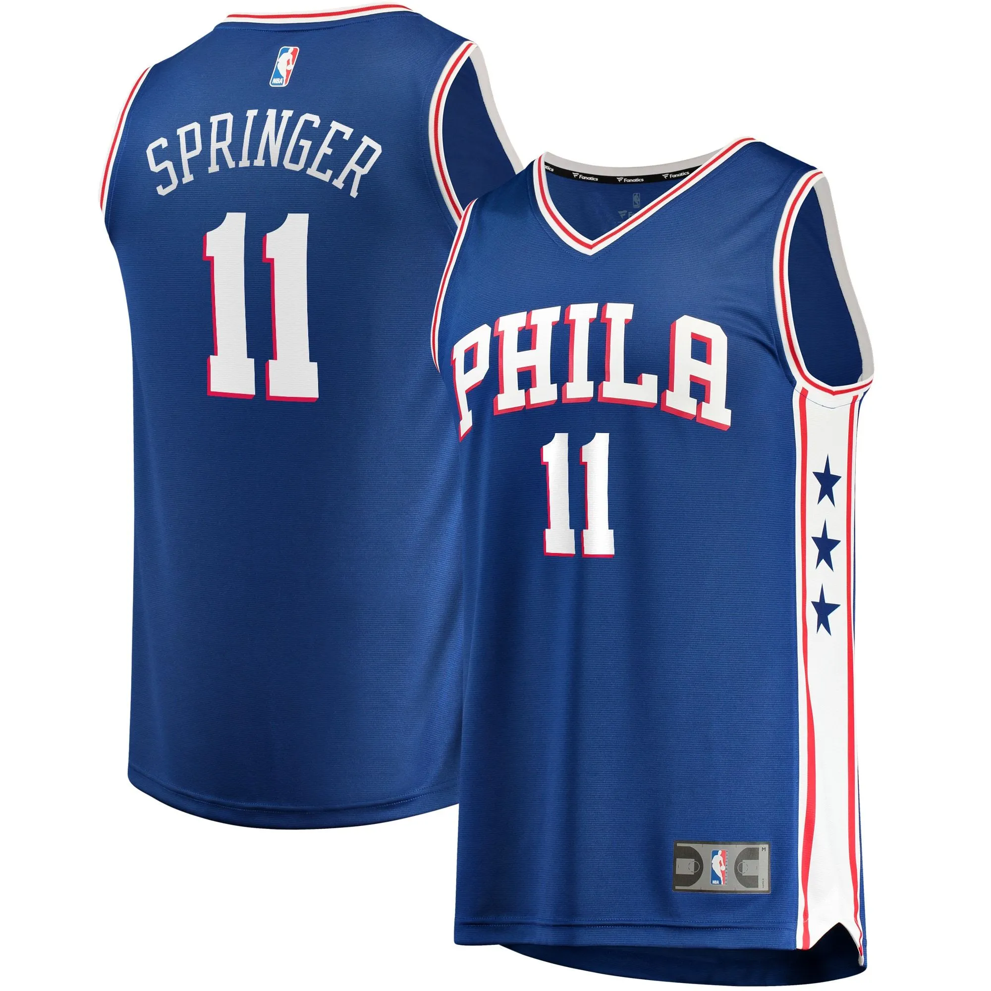 Jaden Springer Philadelphia 76ers Fanatics Branded Fast Break Replica Jersey Royal - Icon Edition