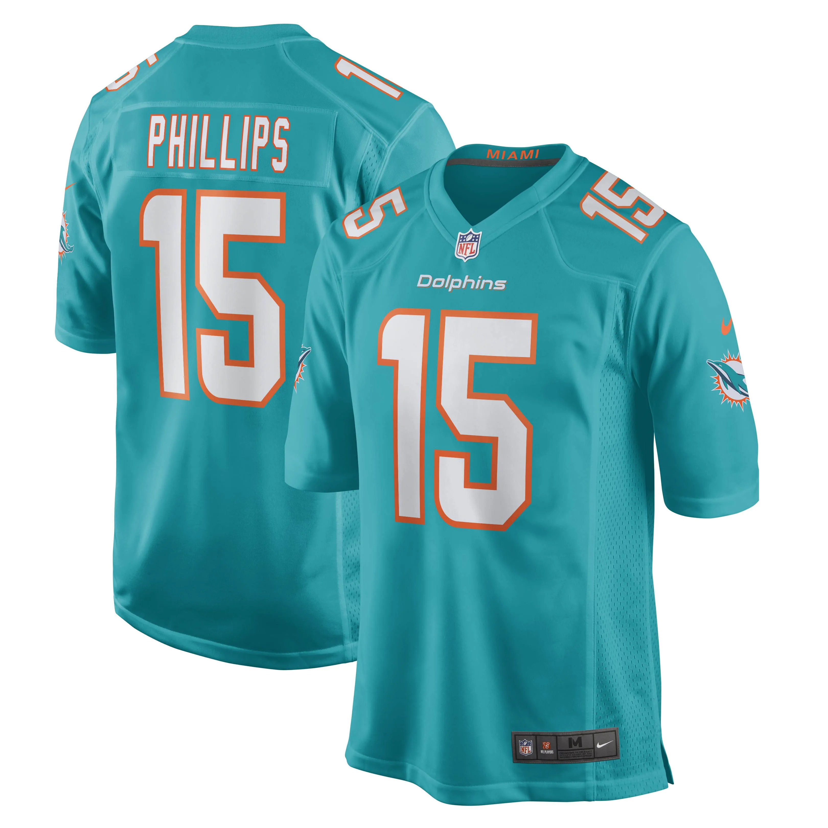 Jaelan Phillips Miami Dolphins  Game Player Jersey - Aqua