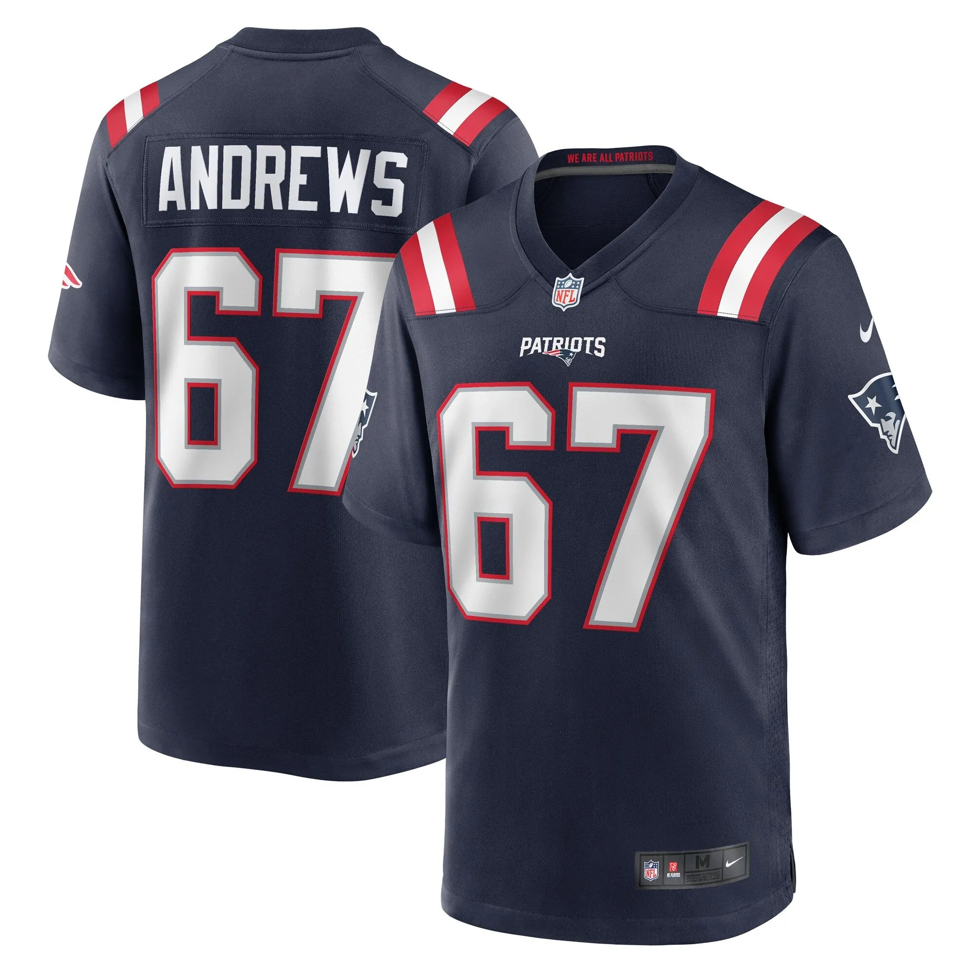 Jake Andrews New England Patriots  Team Game Jersey -  Navy