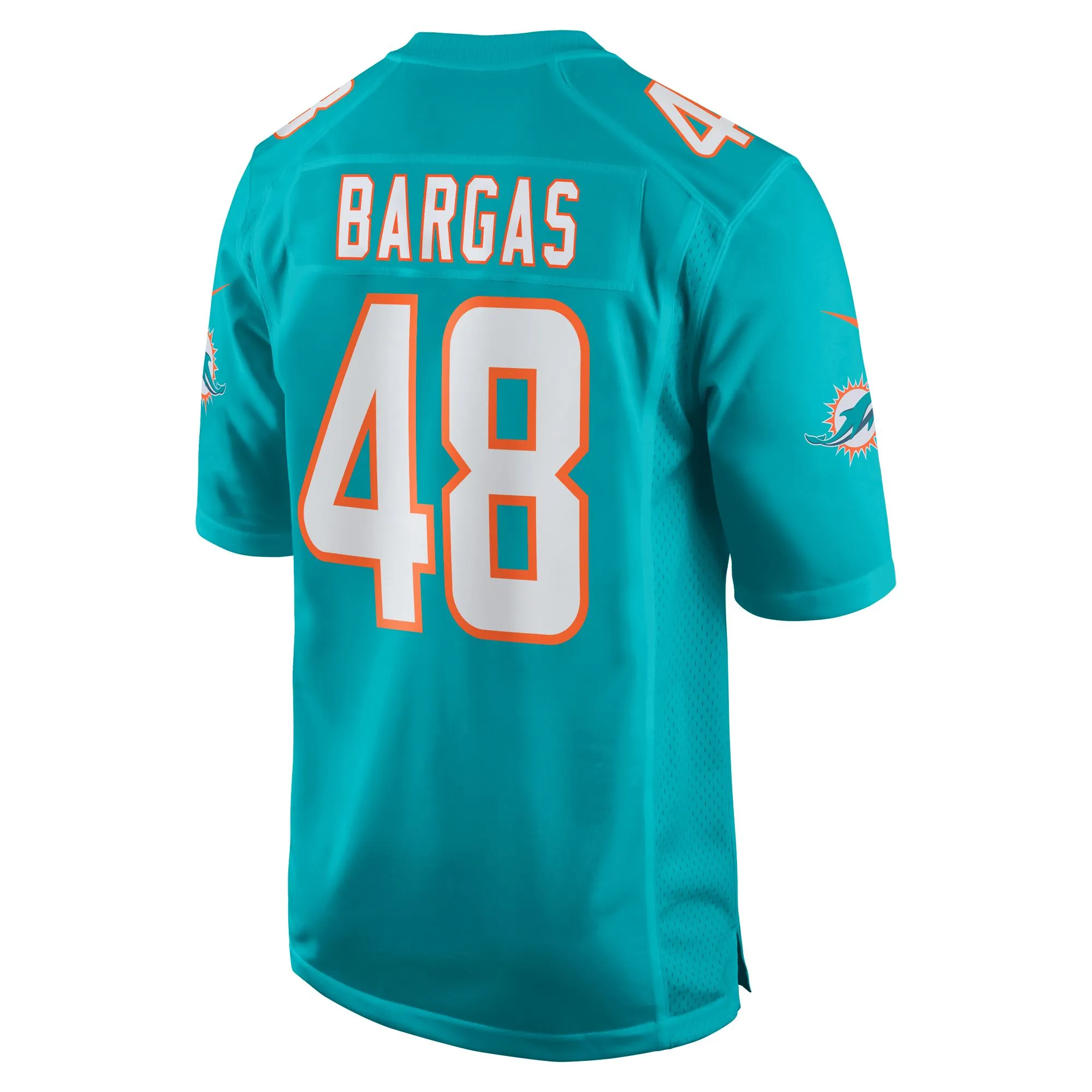 Jake Bargas Miami Dolphins  Home Game Player Jersey - Aqua