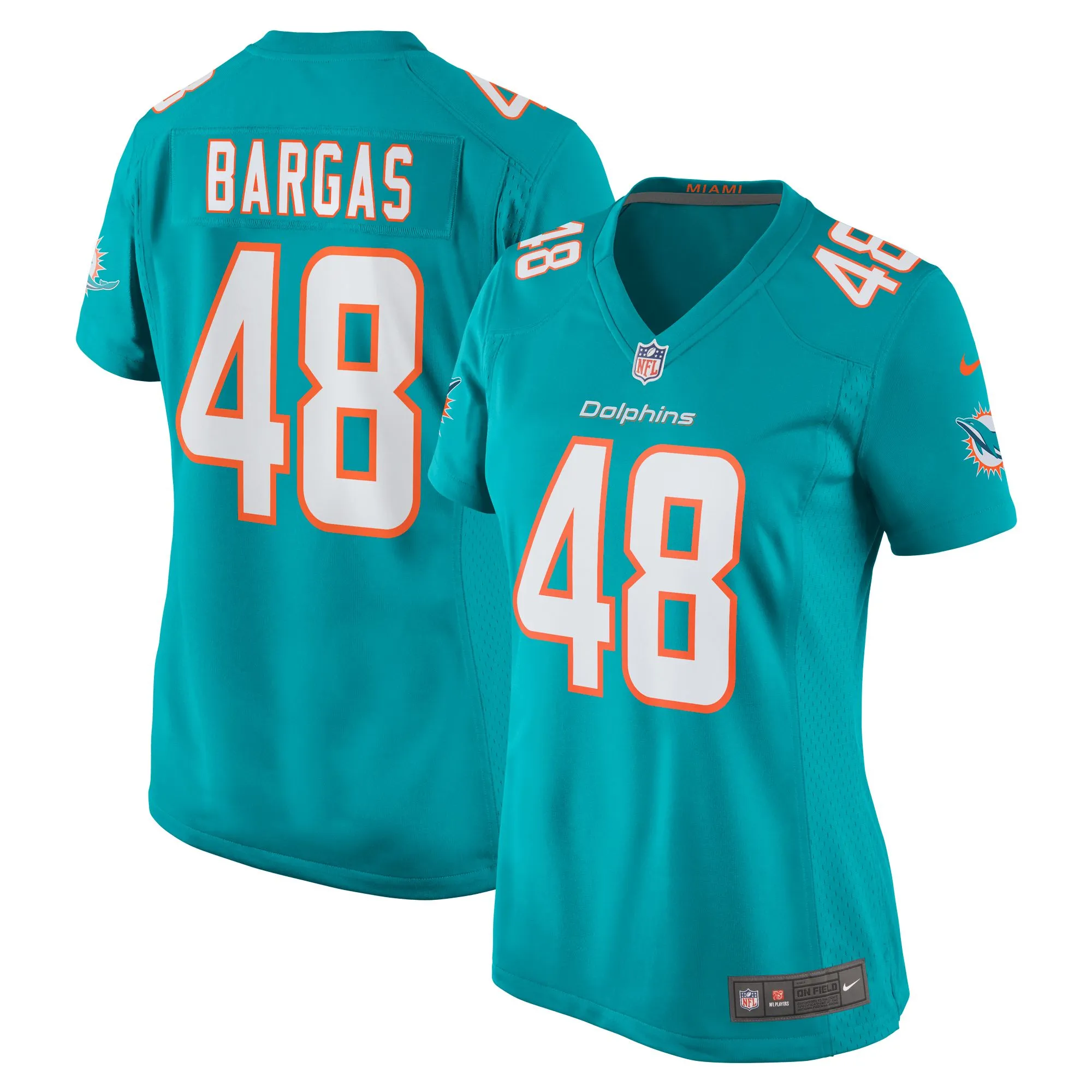 Jake Bargas Miami Dolphins  Women's Home Game Player Jersey - Aqua