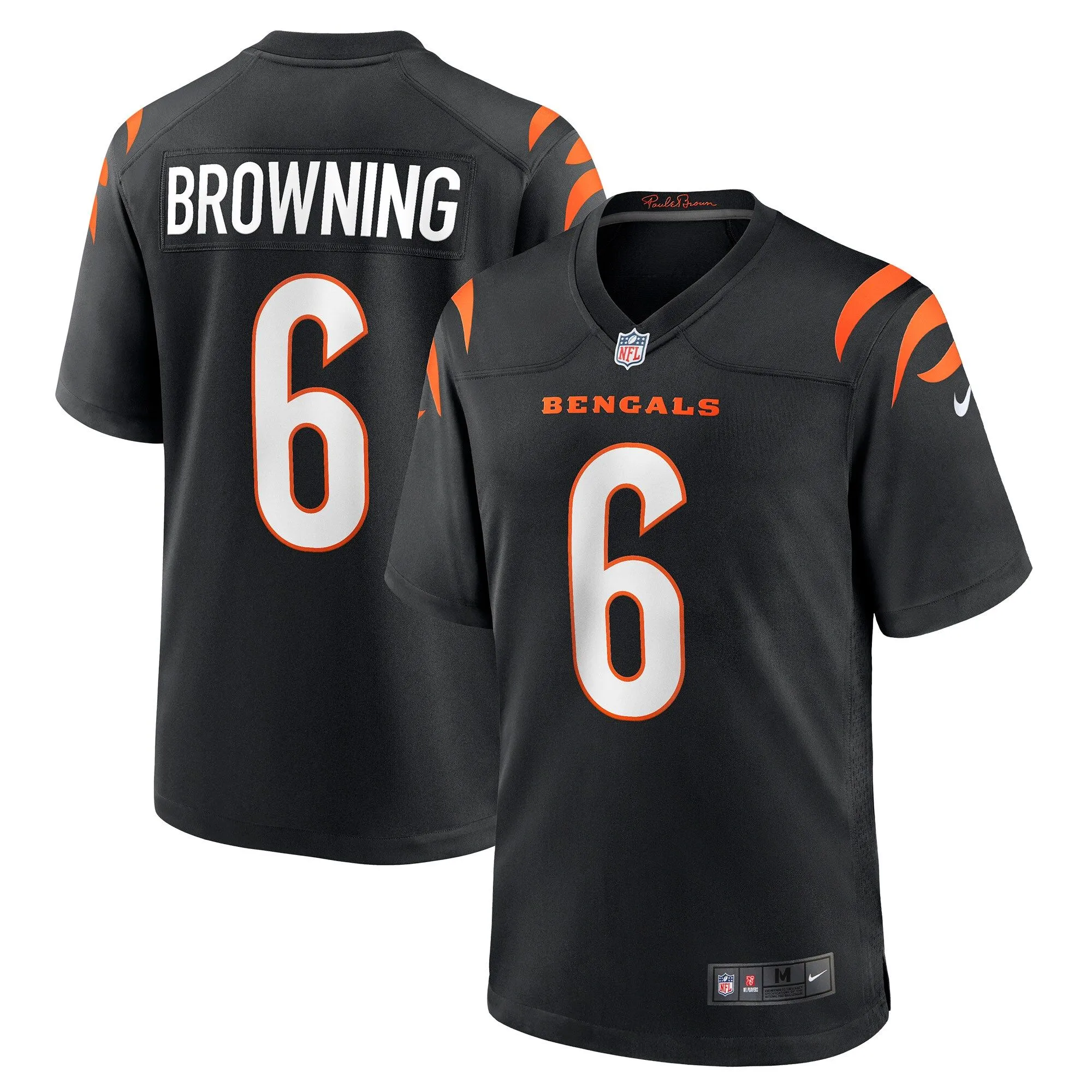 Jake Browning Cincinnati Bengals  Game Jersey - Black