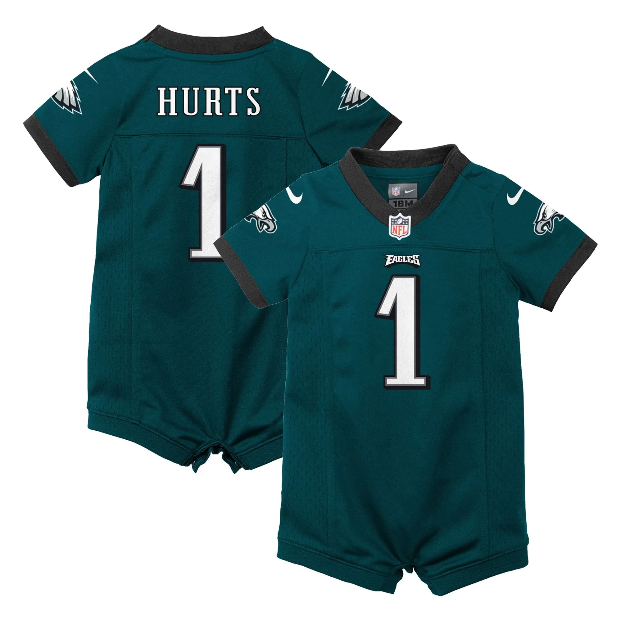 Jalen Hurts Philadelphia Eagles  Newborn & Infant Game Romper Jersey - Midnight Green