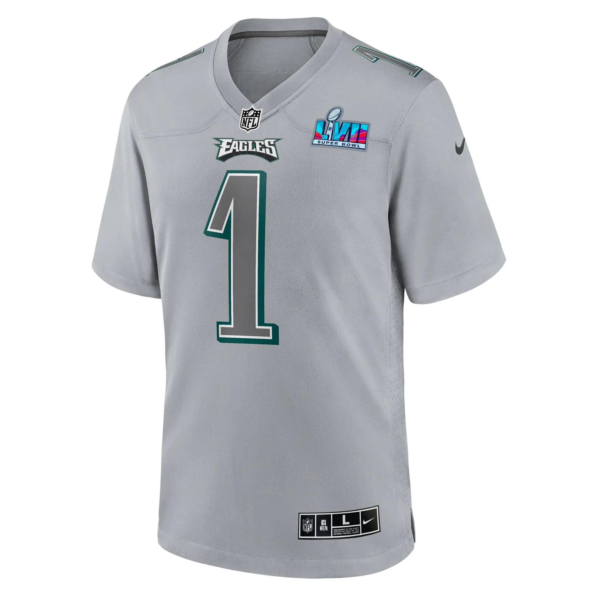 Jalen Hurts Philadelphia Eagles  Super Bowl LVII Patch Atmosphere Fashion Game Jersey - Gray