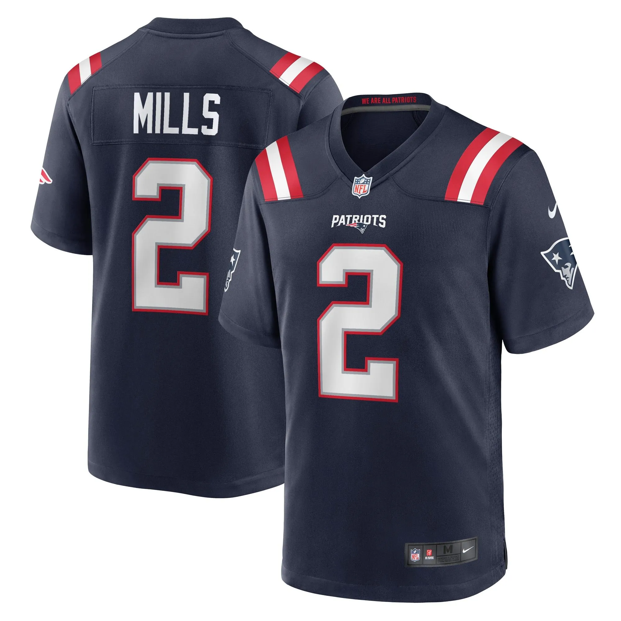 Jalen Mills New England Patriots  Game Player Jersey - Navy