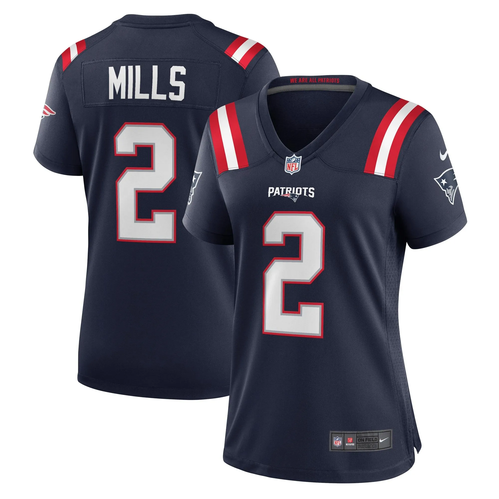 Jalen Mills New England Patriots  Women's Game Player Jersey - Navy