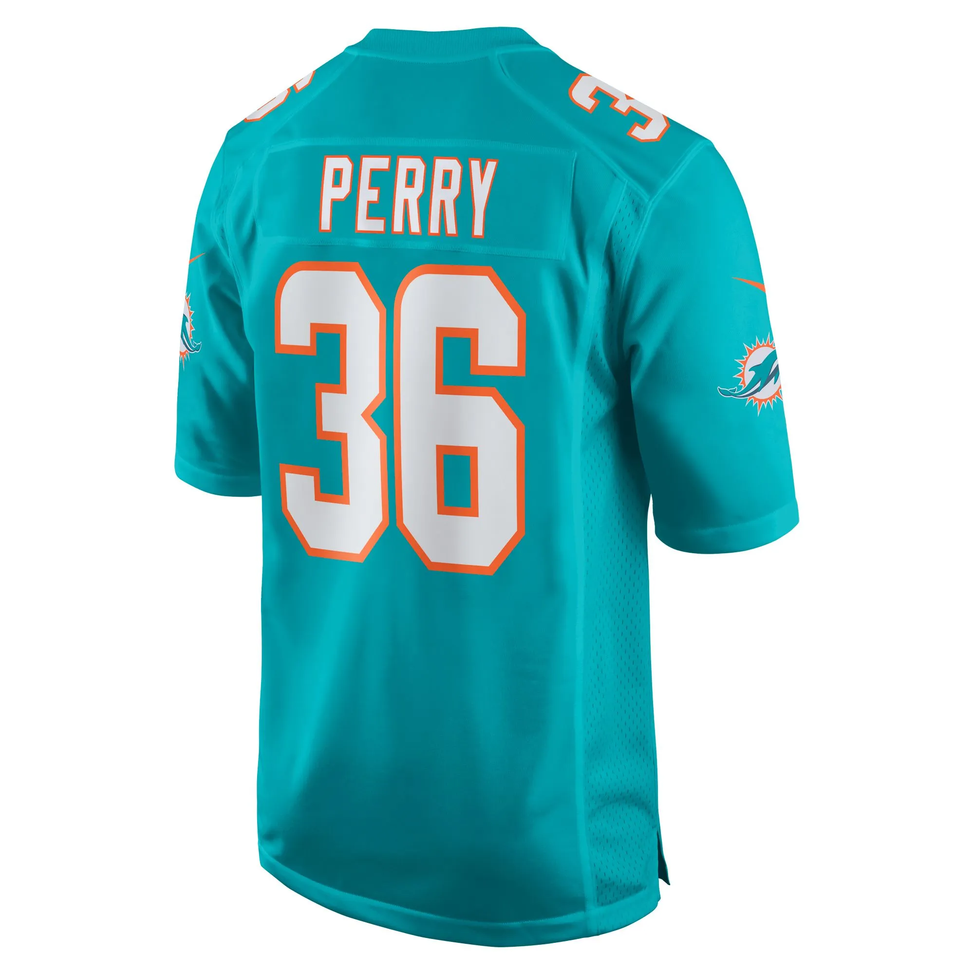 Jamal Perry Miami Dolphins  Home Game Player Jersey - Aqua