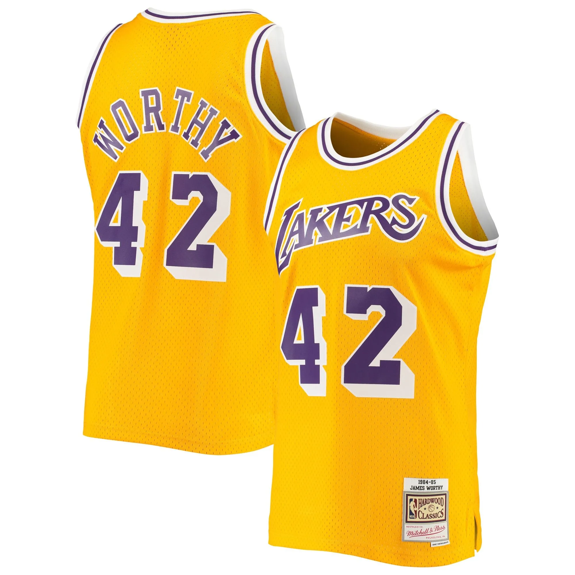 James Worthy Los Angeles Lakers Mitchell & Ness 1984/85 Hardwood Classics Swingman Jersey - Gold