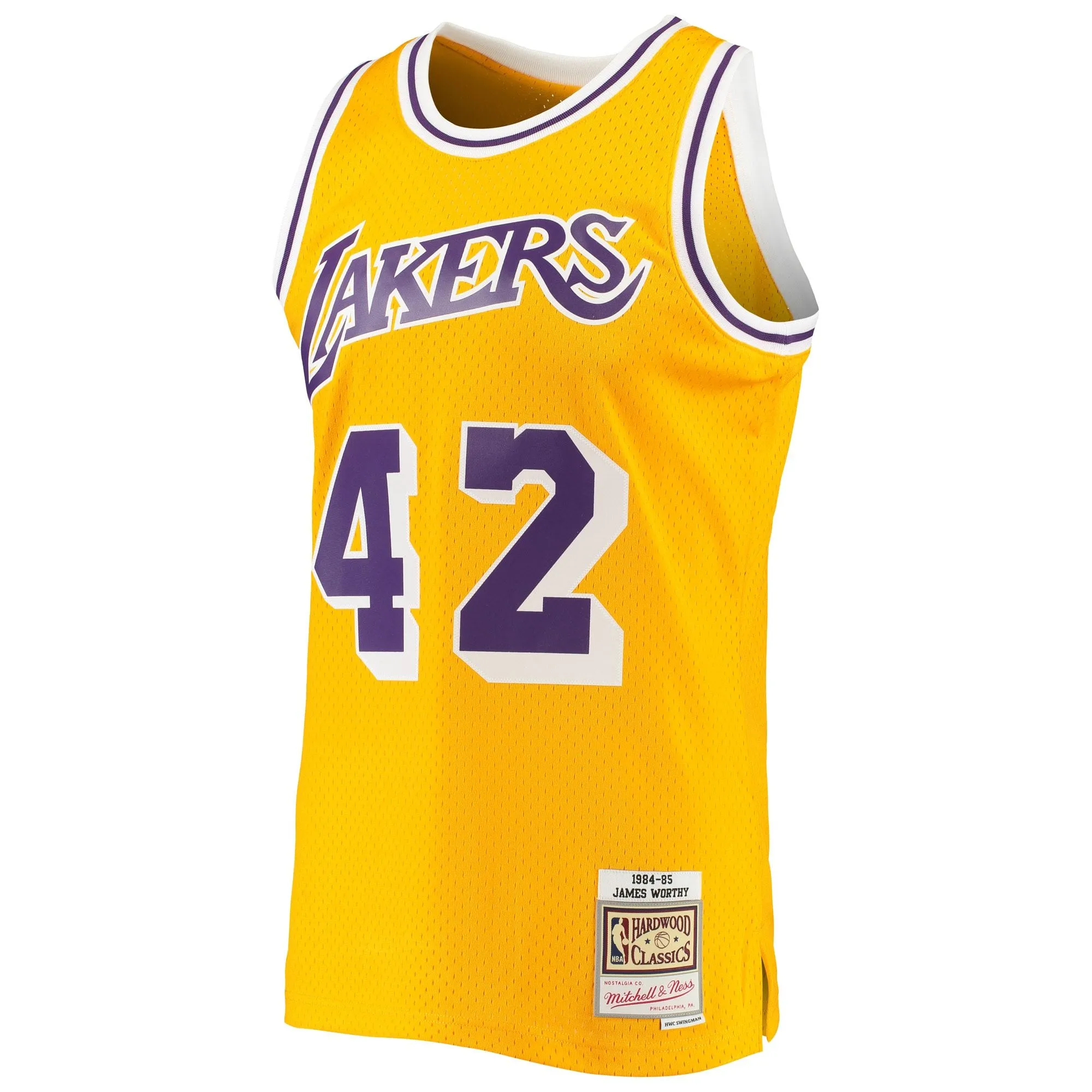 James Worthy Los Angeles Lakers Mitchell & Ness 1984/85 Hardwood Classics Swingman Jersey - Gold