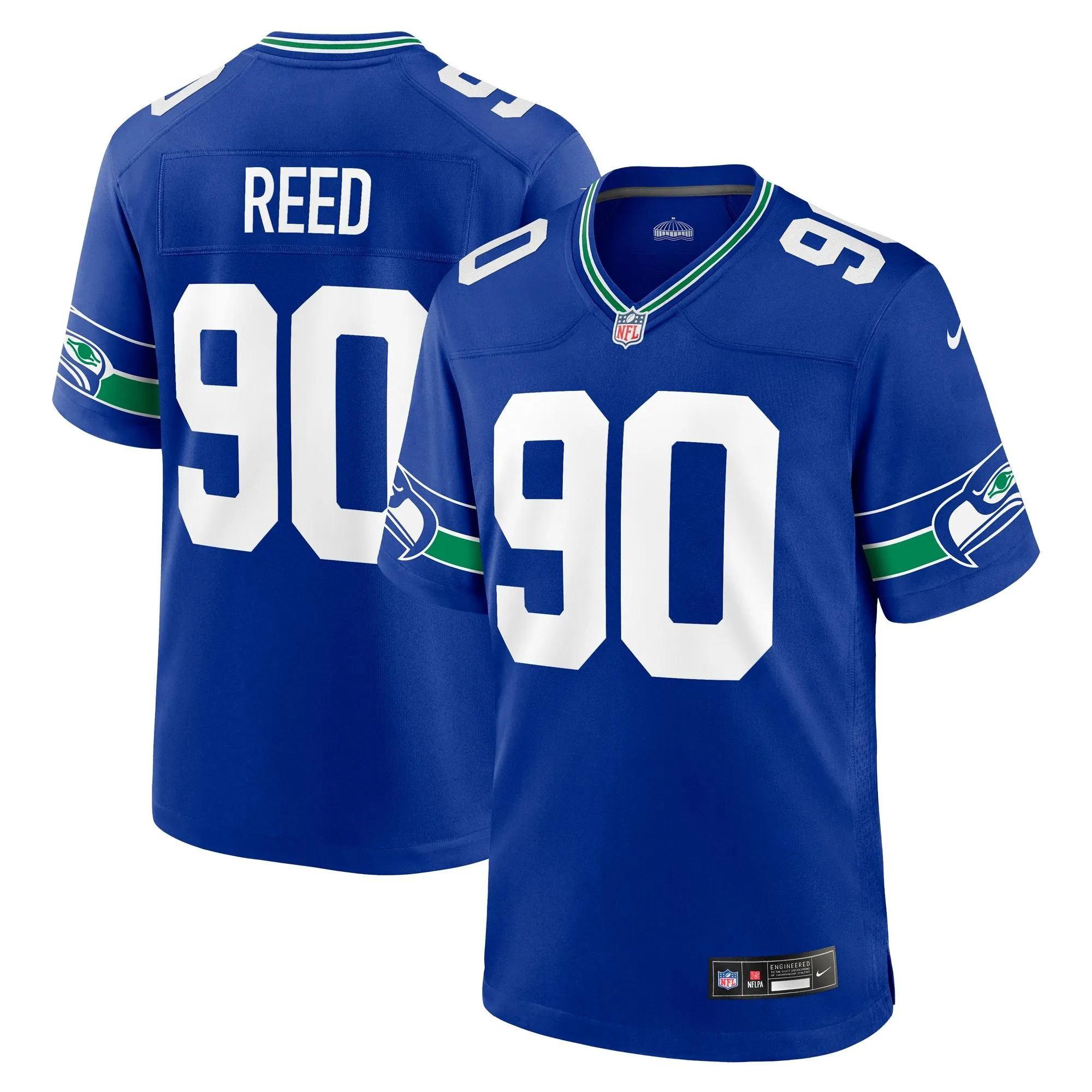 Jarran Reed Seattle Seahawks  Throwback Player Game Jersey - Royal