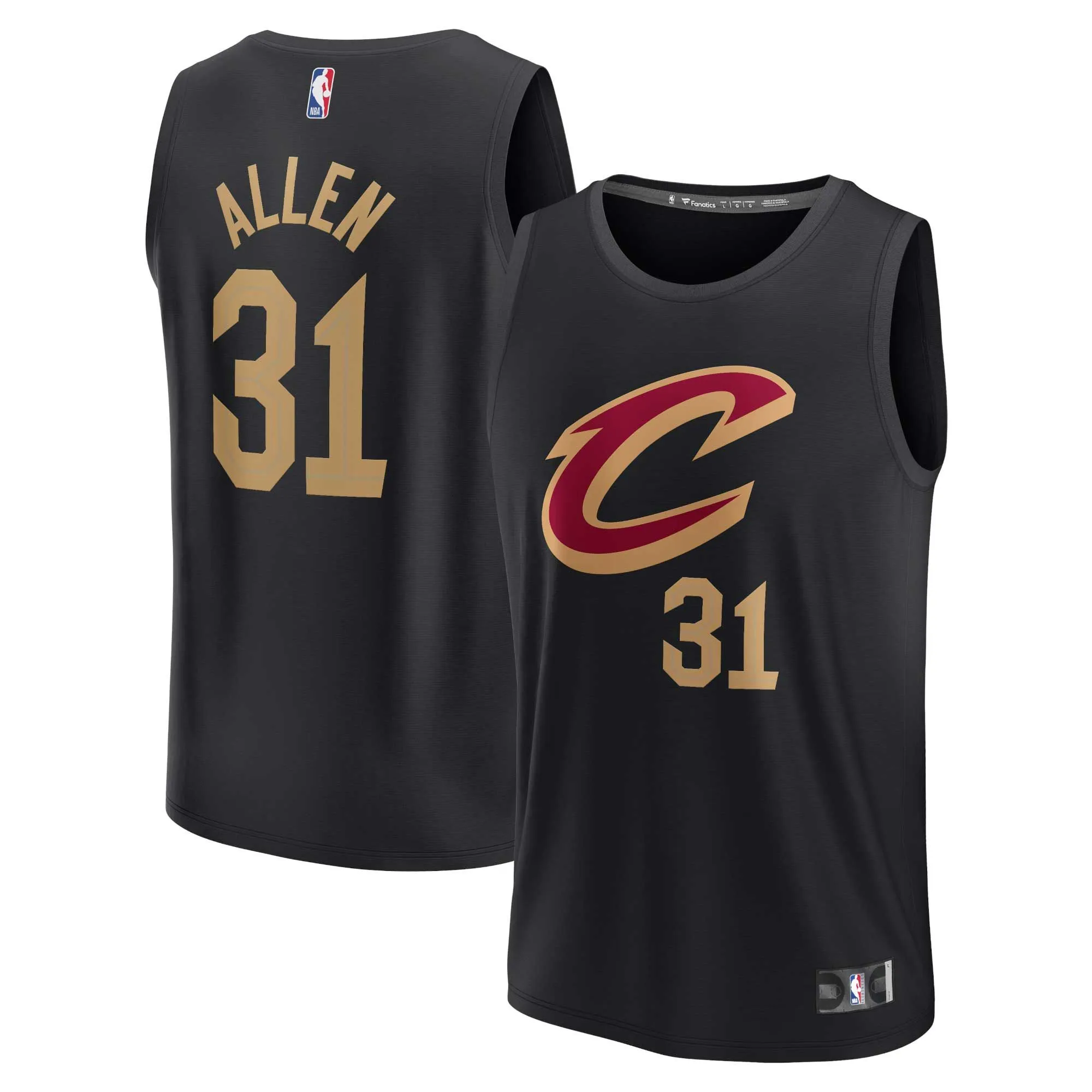 Jarrett Allen Cleveland Cavaliers Fanatics Branded Youth Fast Break Player Jersey - Black - Statement Edition