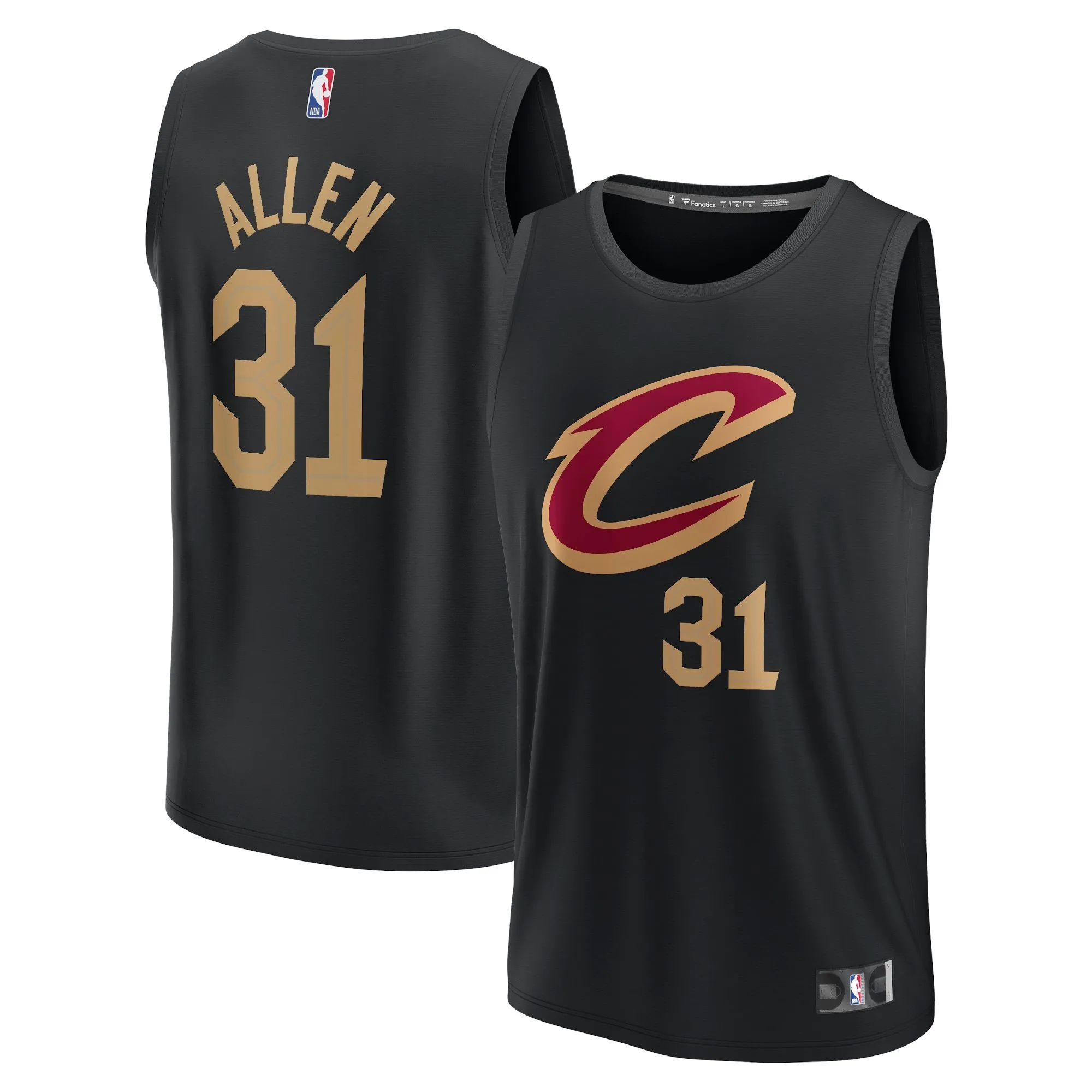 Jarrett Allen Cleveland Cavaliers Fanatics Branded Youth Fast Break Player Jersey - Statement Edition - Black