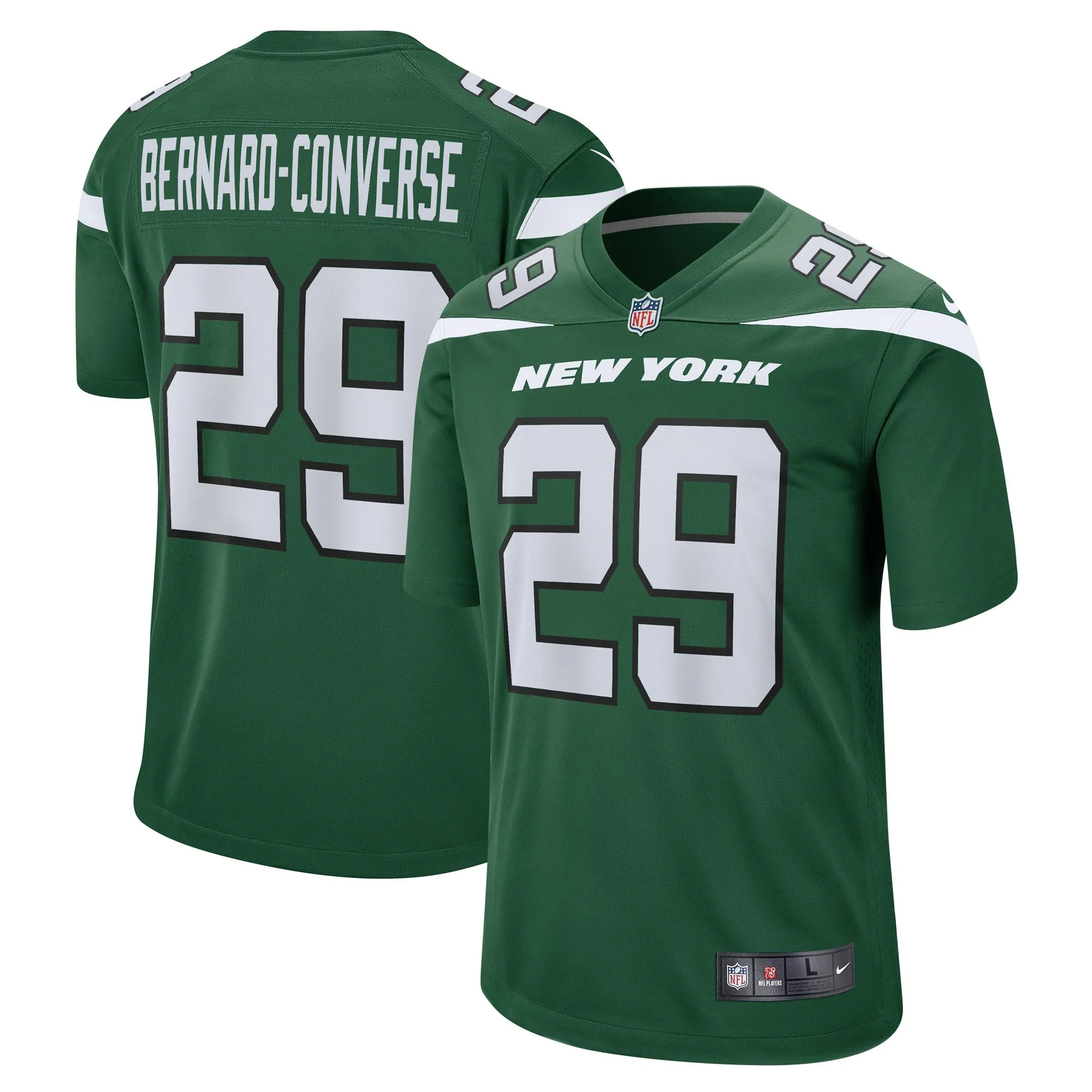 Jarrick Bernard Converse New York Jets   Game Jersey - Gotham Green