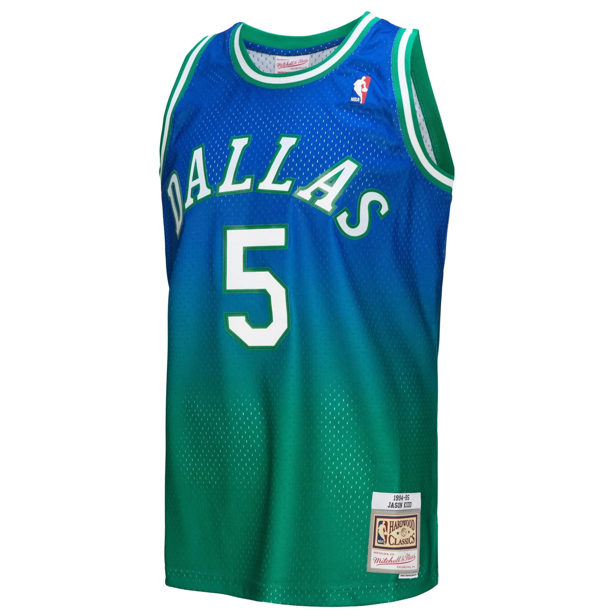 Jason Kidd Dallas Mavericks Mitchell & Ness 1994/95 Hardwood Classics Fadeaway Swingman Player Jersey - Green/Navy