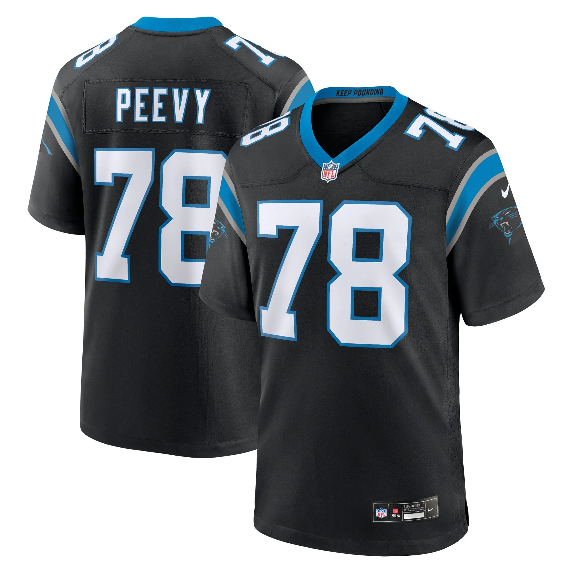 Jayden Peevy Carolina Panthers   Game Jersey -  Black