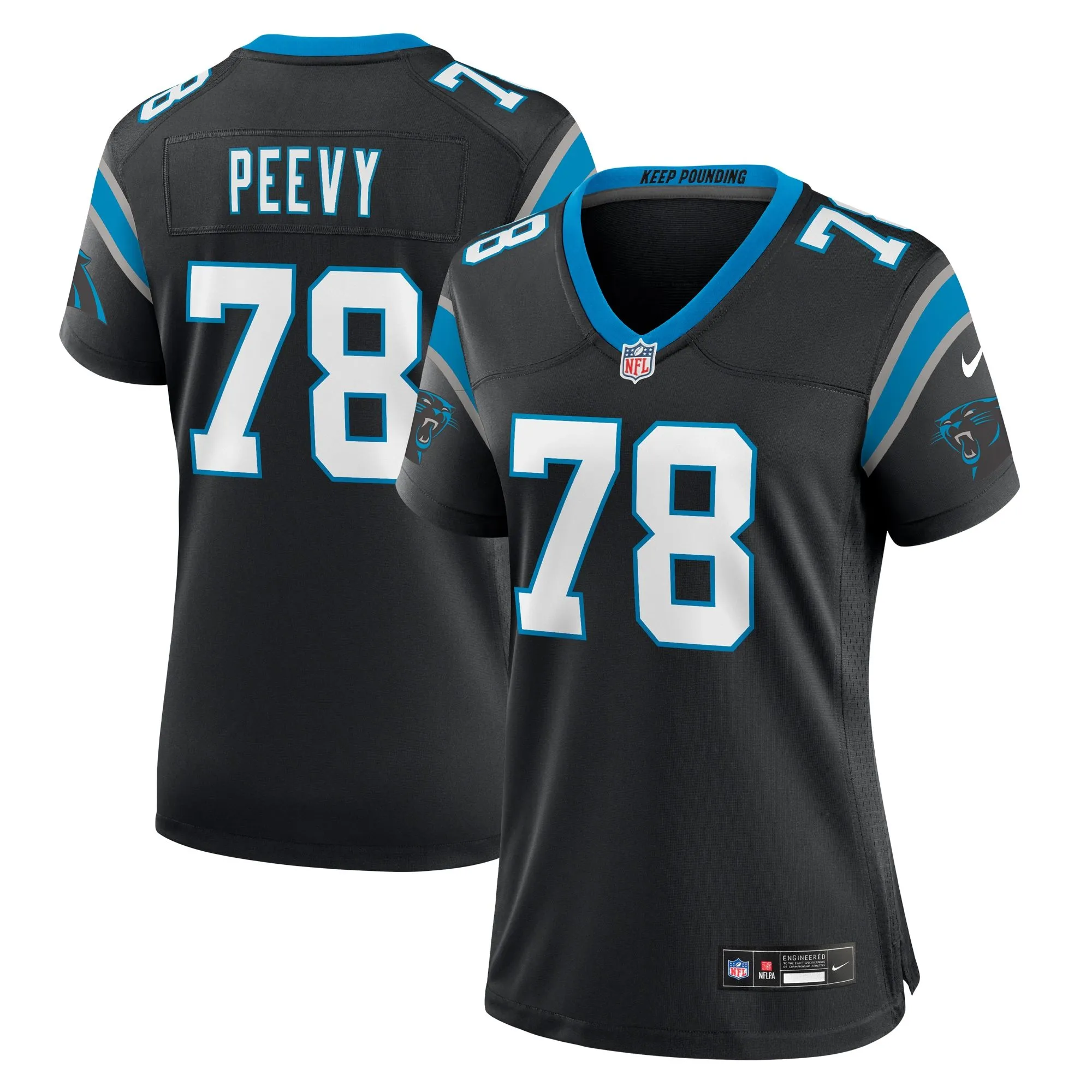 Jayden Peevy Carolina Panthers  Women's  Game Jersey -  Black