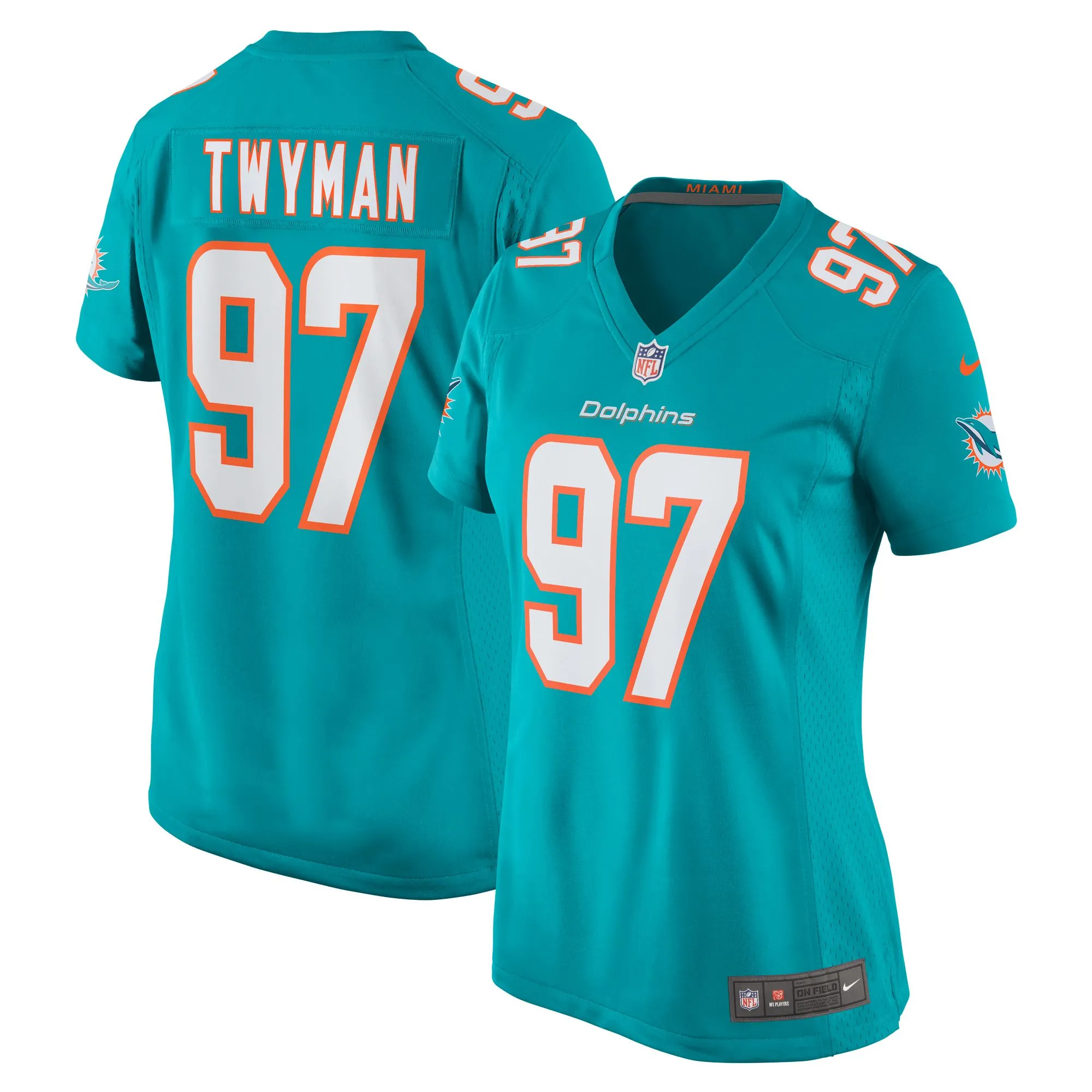 Jaylen Twyman Miami Dolphins  Women's Home Game Player Jersey - Aqua