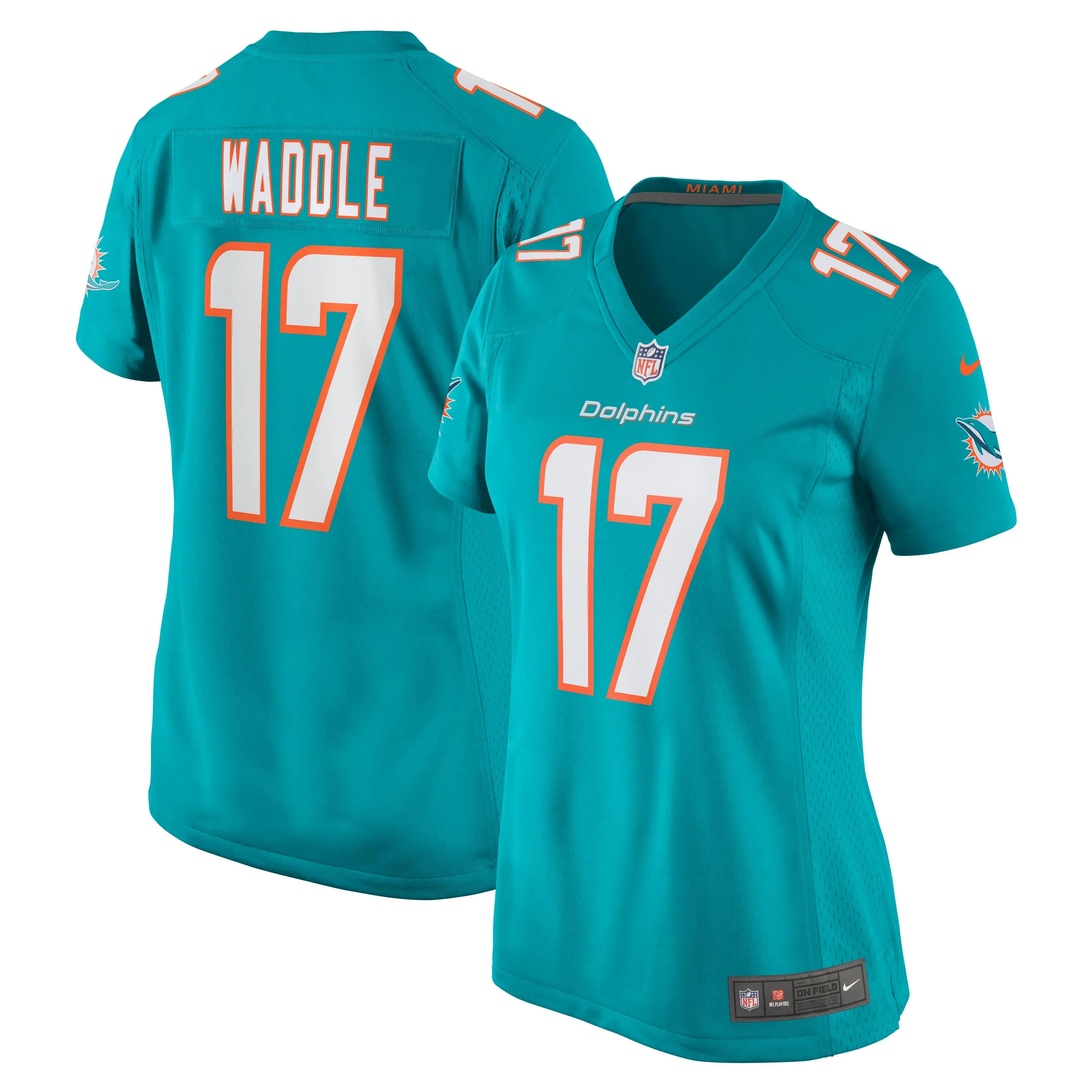 Jaylen Waddle Miami Dolphins  Women's Game Player Jersey - Aqua