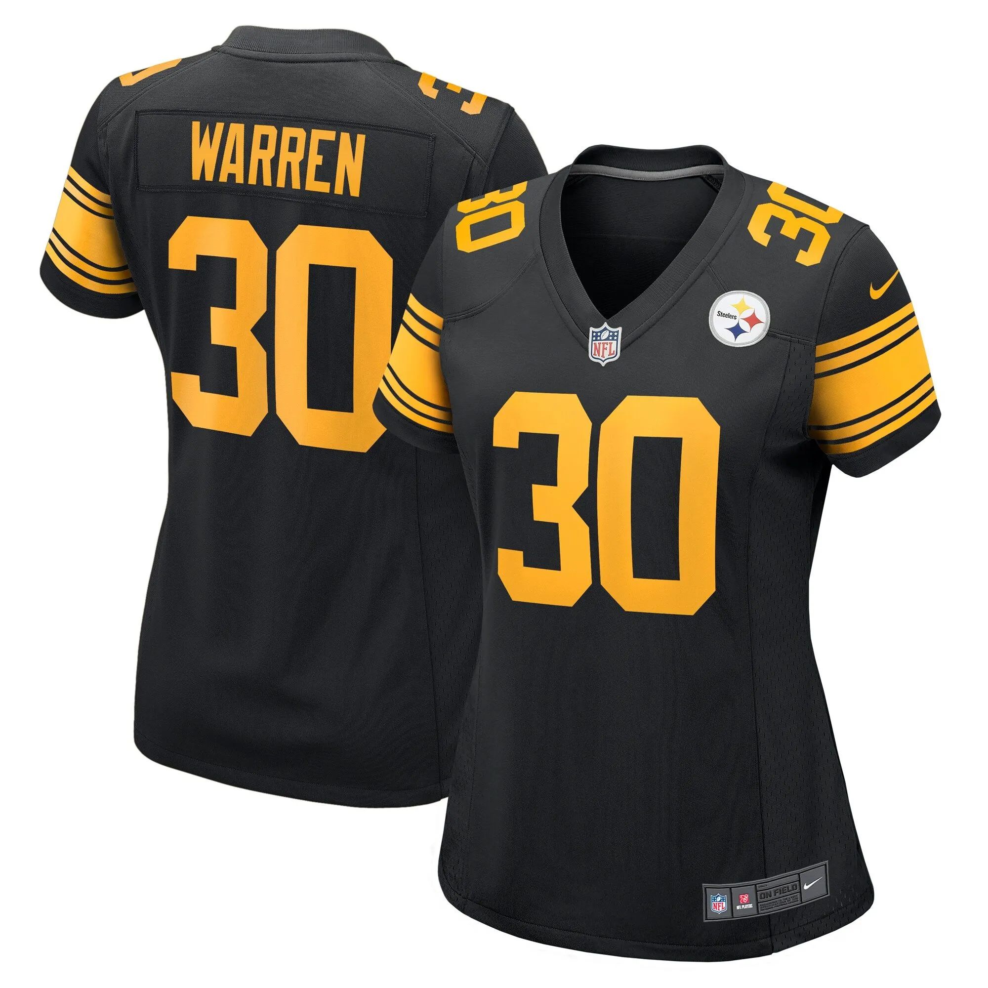 Jaylen Warren Pittsburgh Steelers  Women's Alternate Game Jersey -  Black