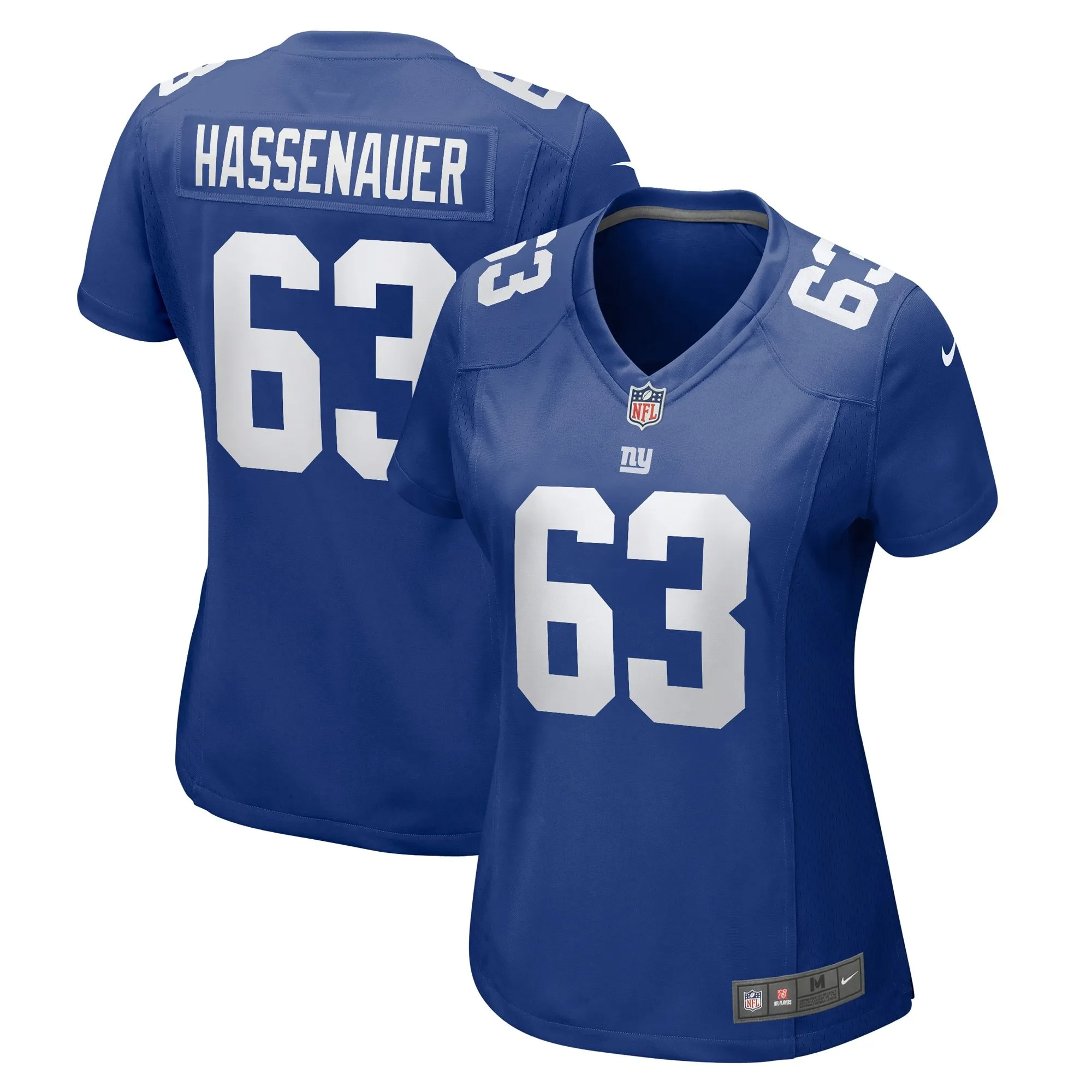 JC Hassenauer New York Giants  Women's Team Game Jersey - Royal