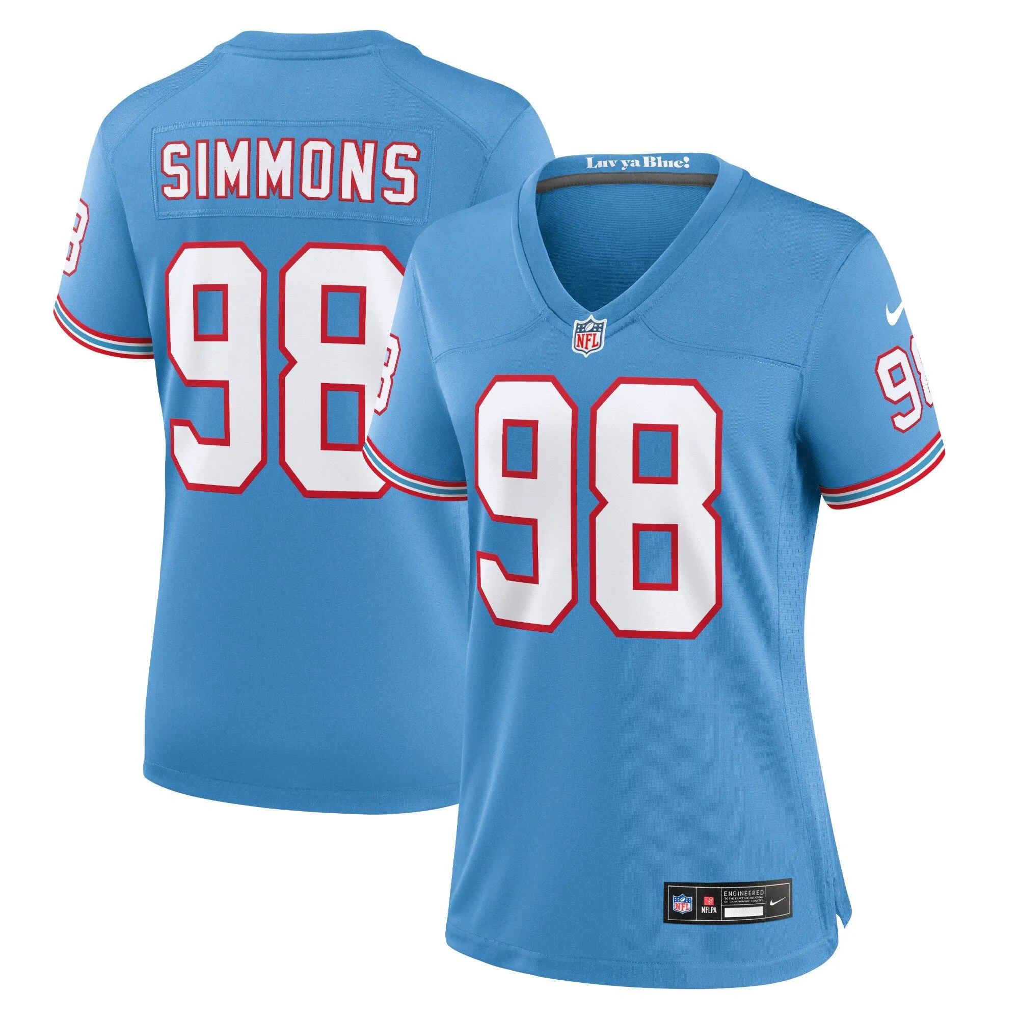 Jeffery Simmons Tennessee Titans  Women's Player Jersey - Light Blue